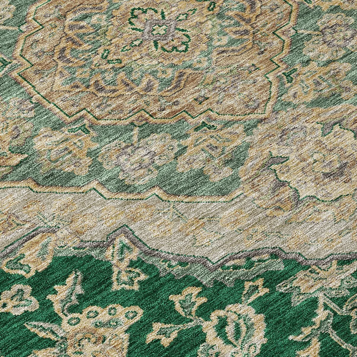 Machine Washable Indoor/ Outdoor Traditional Medallion Chantille Rug
