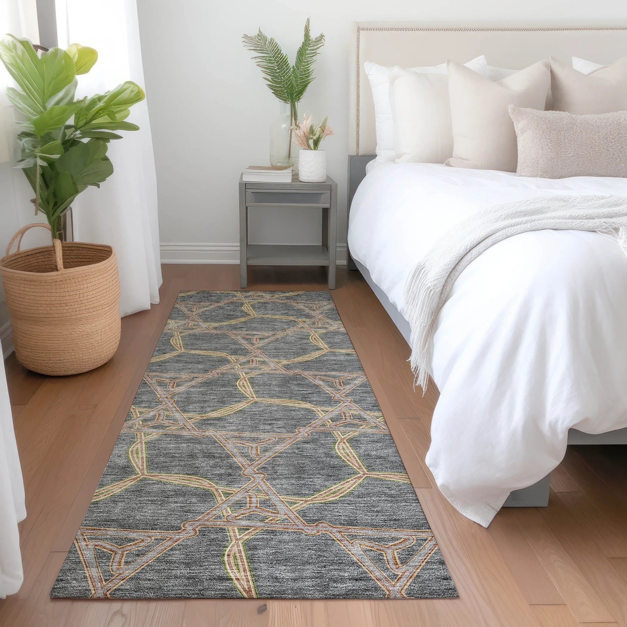 Machine Washable Indoor/ Outdoor Transitional Links Chantille Rug