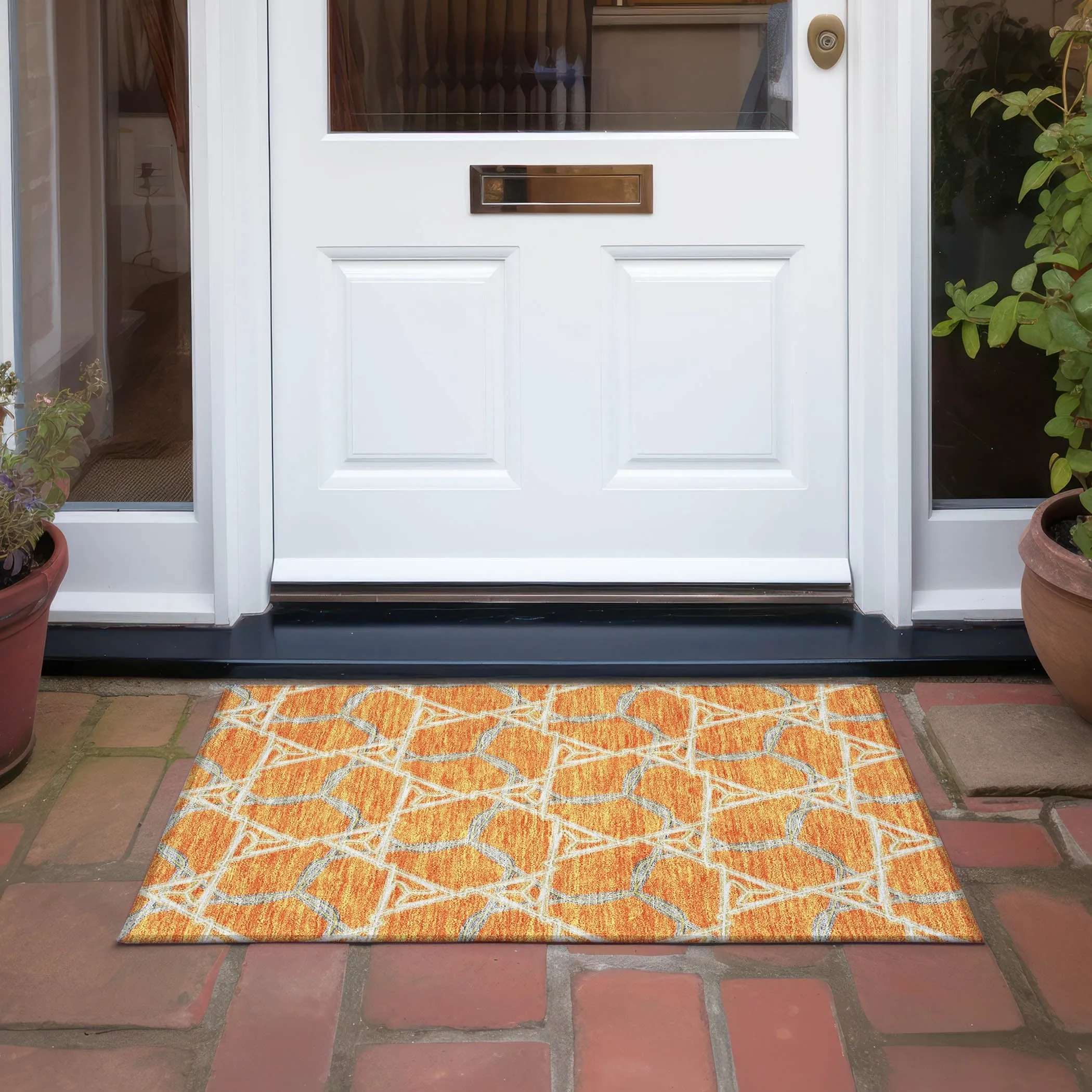 Machine Washable Indoor/ Outdoor Transitional Links Chantille Rug