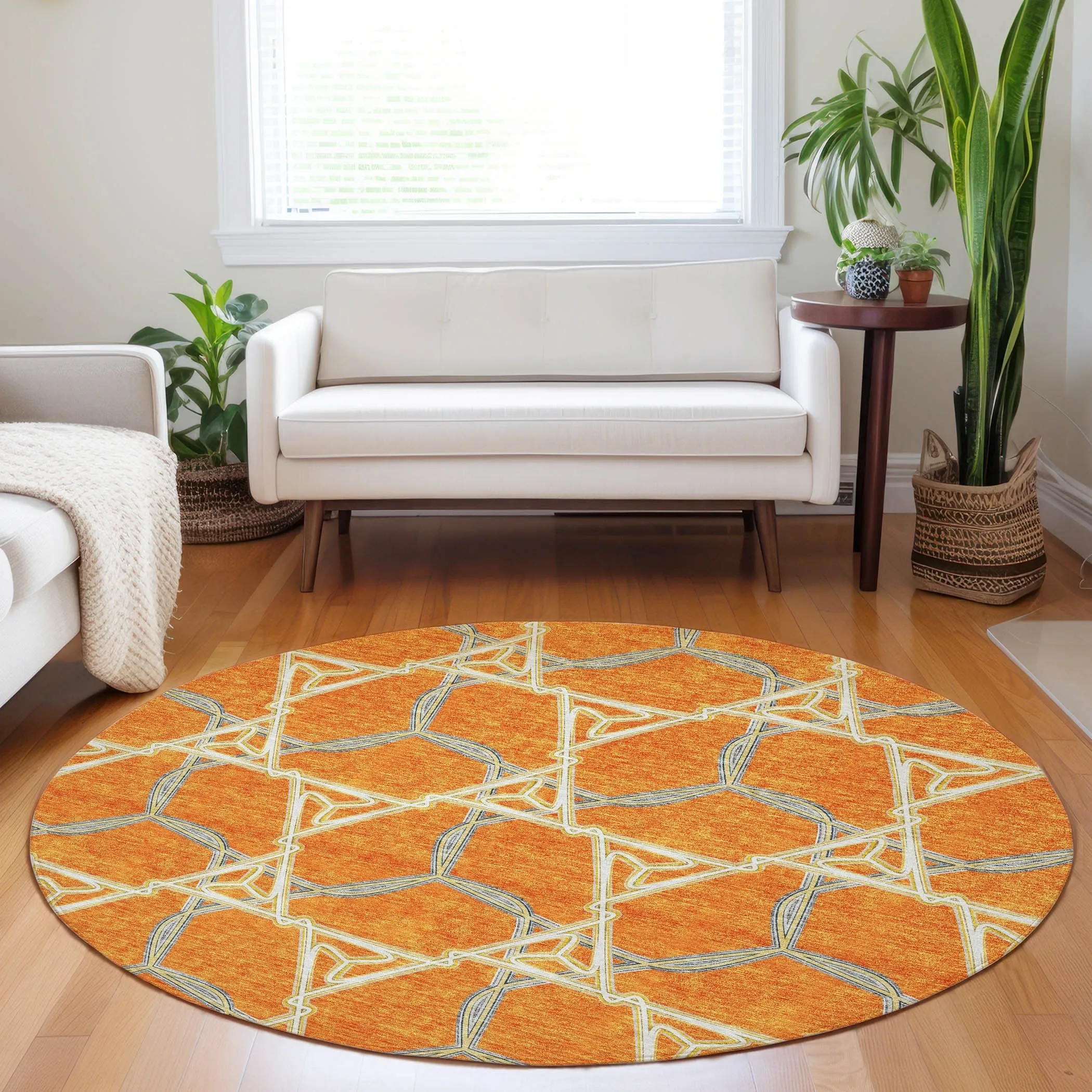 Machine Washable Indoor/ Outdoor Transitional Links Chantille Rug