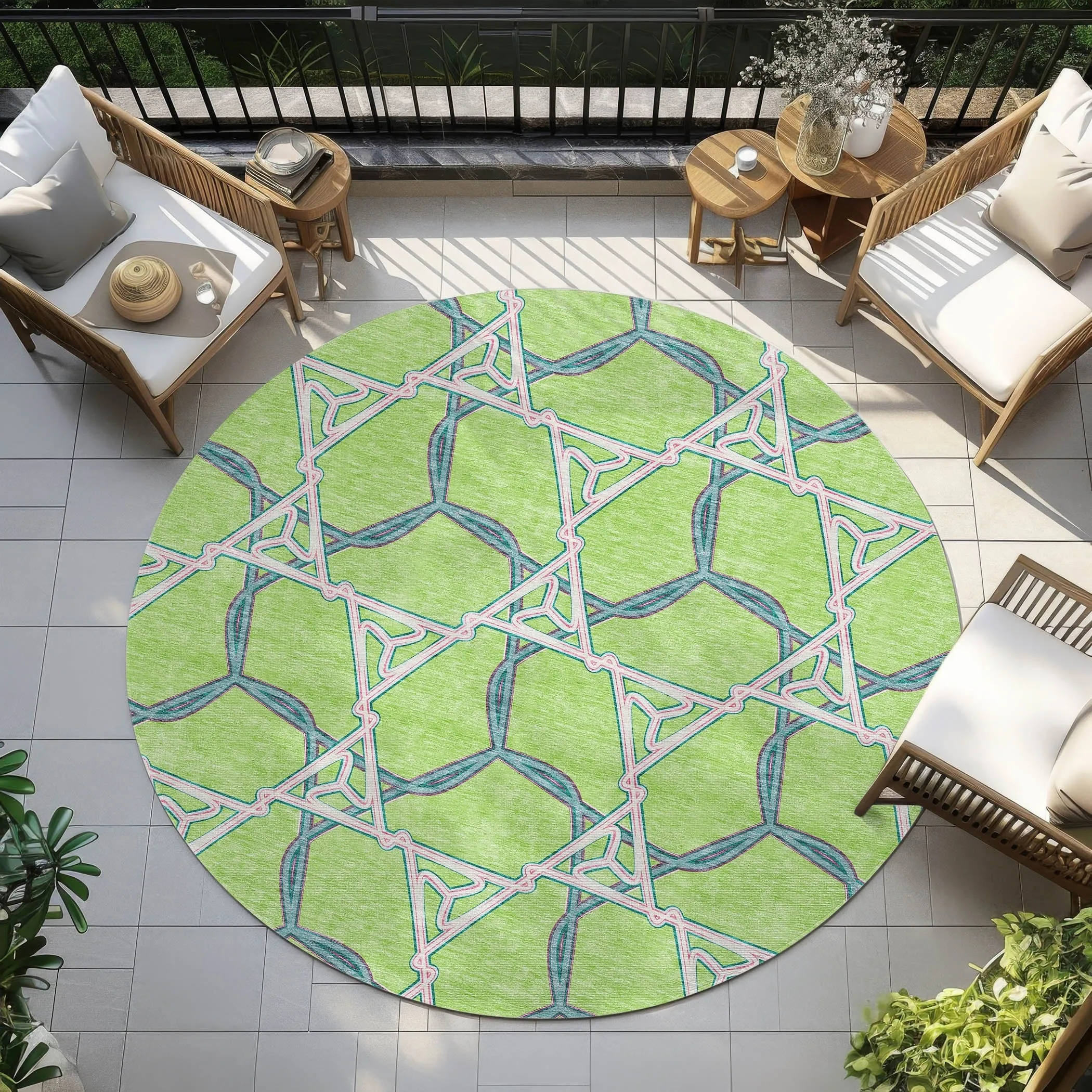 Machine Washable Indoor/ Outdoor Transitional Links Chantille Rug