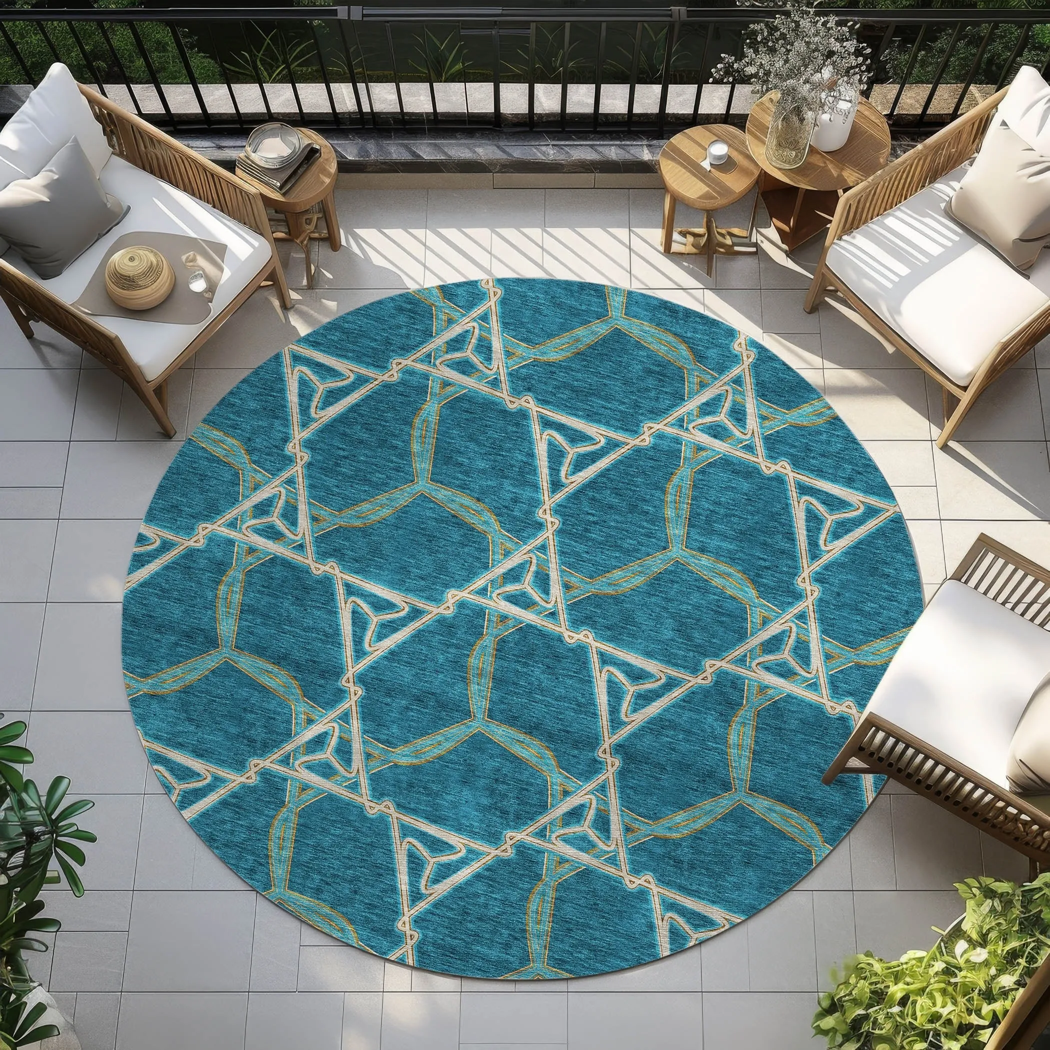 Machine Washable Indoor/ Outdoor Transitional Links Chantille Rug