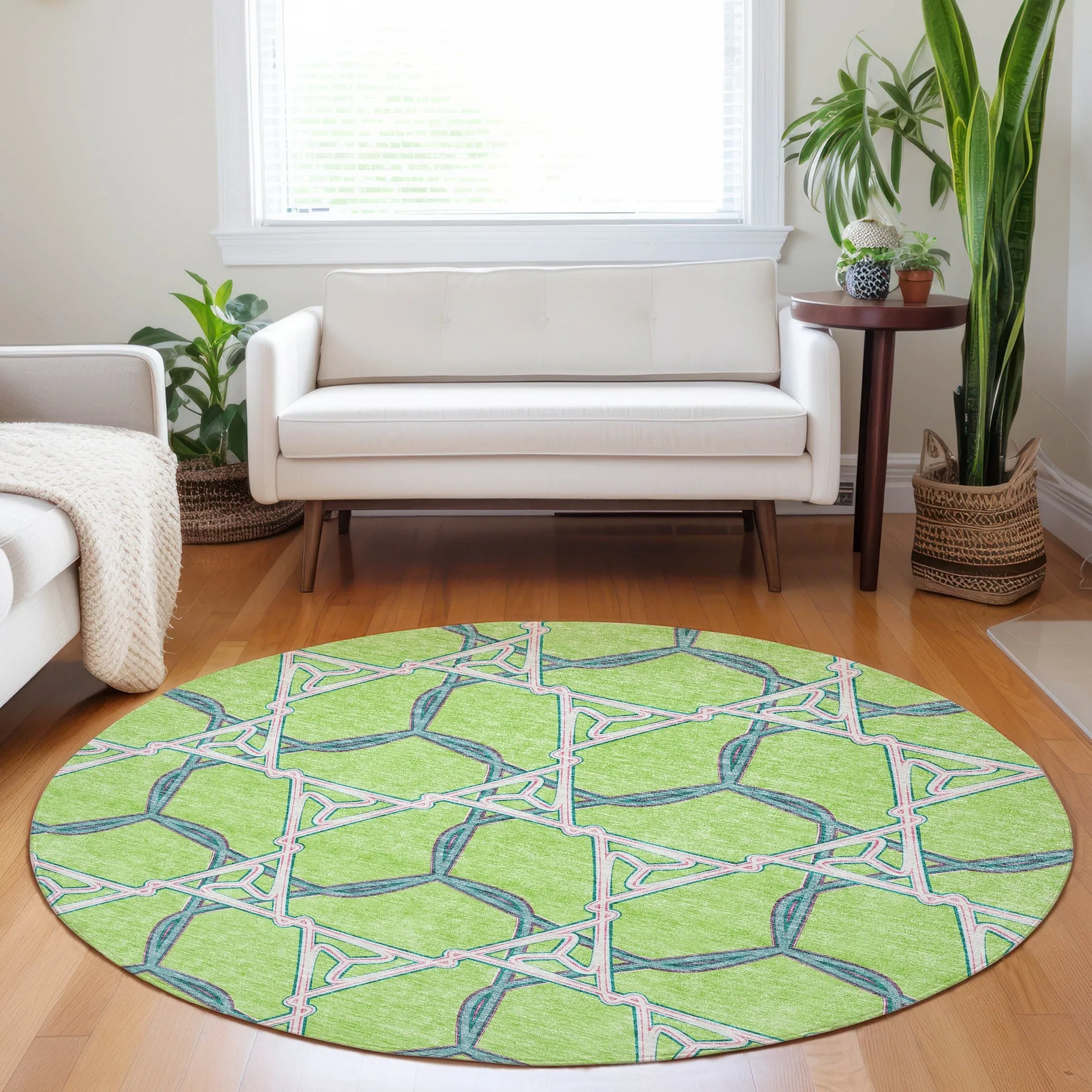 Machine Washable Indoor/ Outdoor Transitional Links Chantille Rug