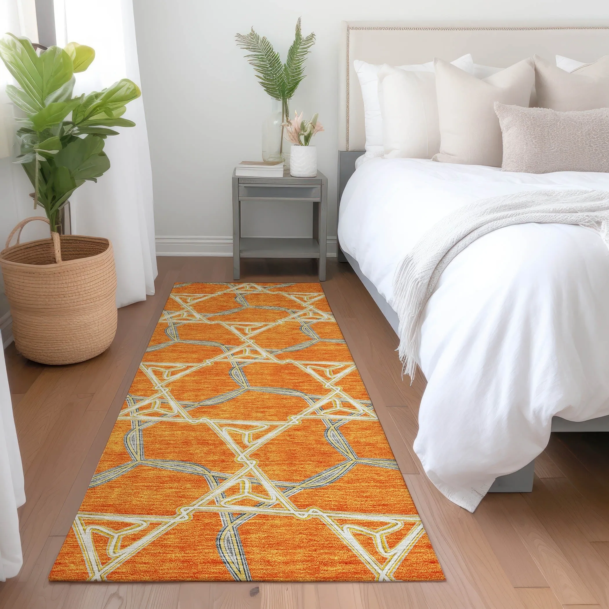 Machine Washable Indoor/ Outdoor Transitional Links Chantille Rug