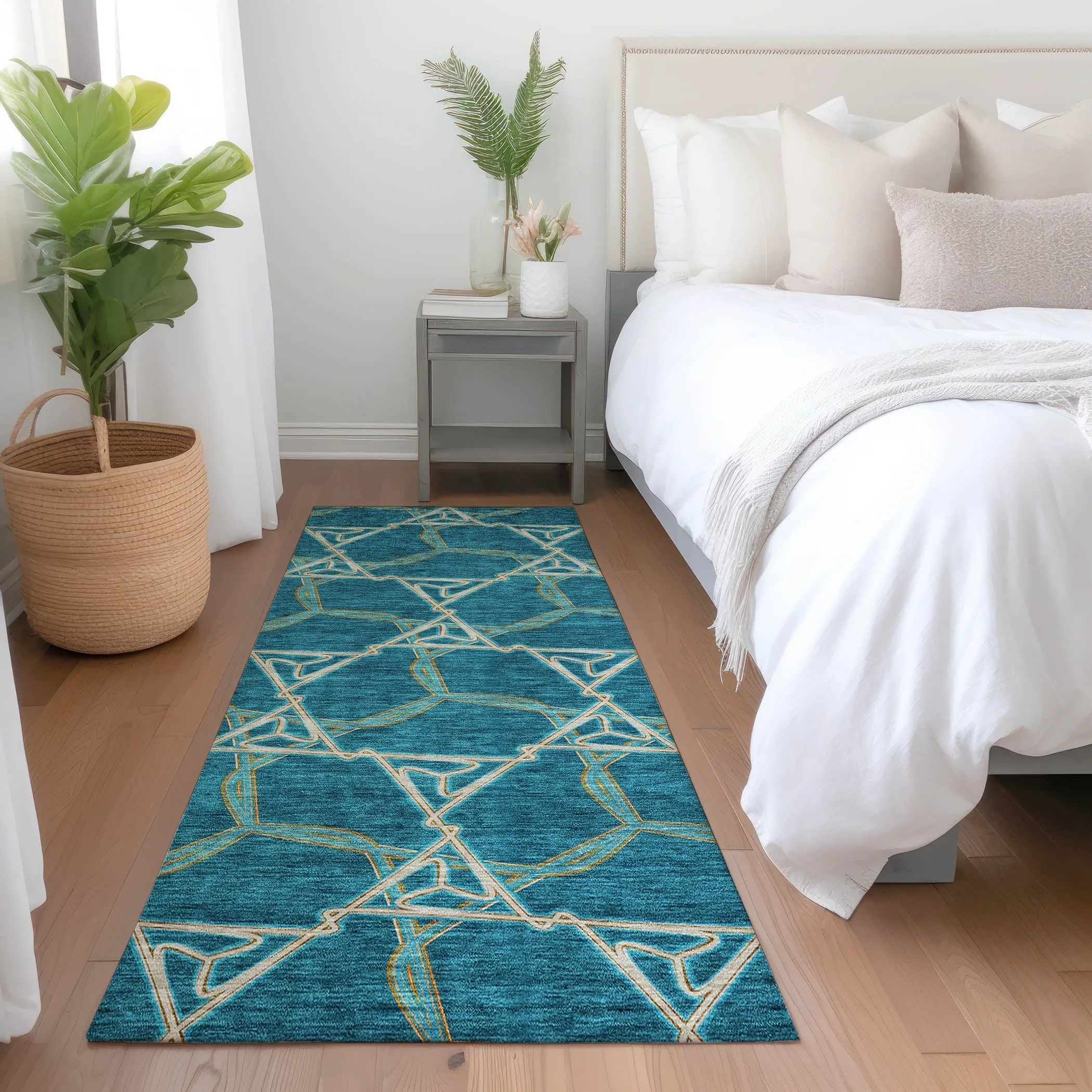 Machine Washable Indoor/ Outdoor Transitional Links Chantille Rug