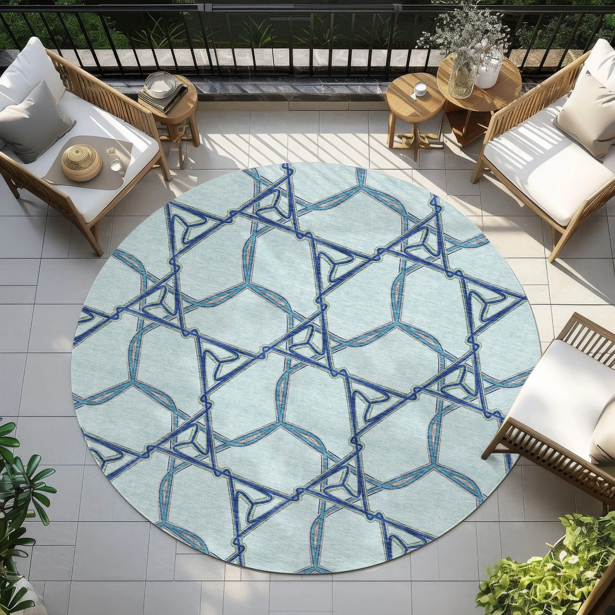 Machine Washable Indoor/ Outdoor Transitional Links Chantille Rug