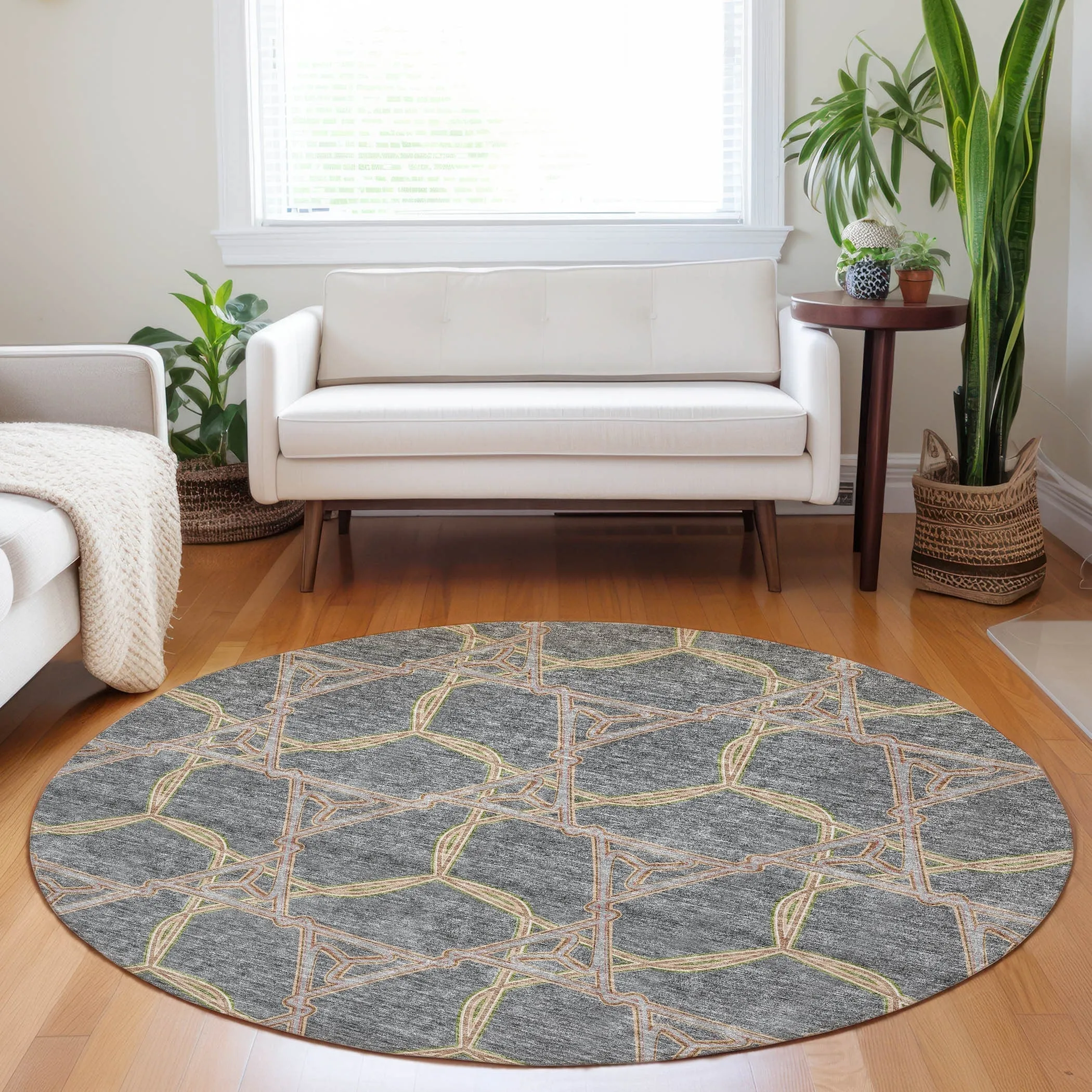 Machine Washable Indoor/ Outdoor Transitional Links Chantille Rug