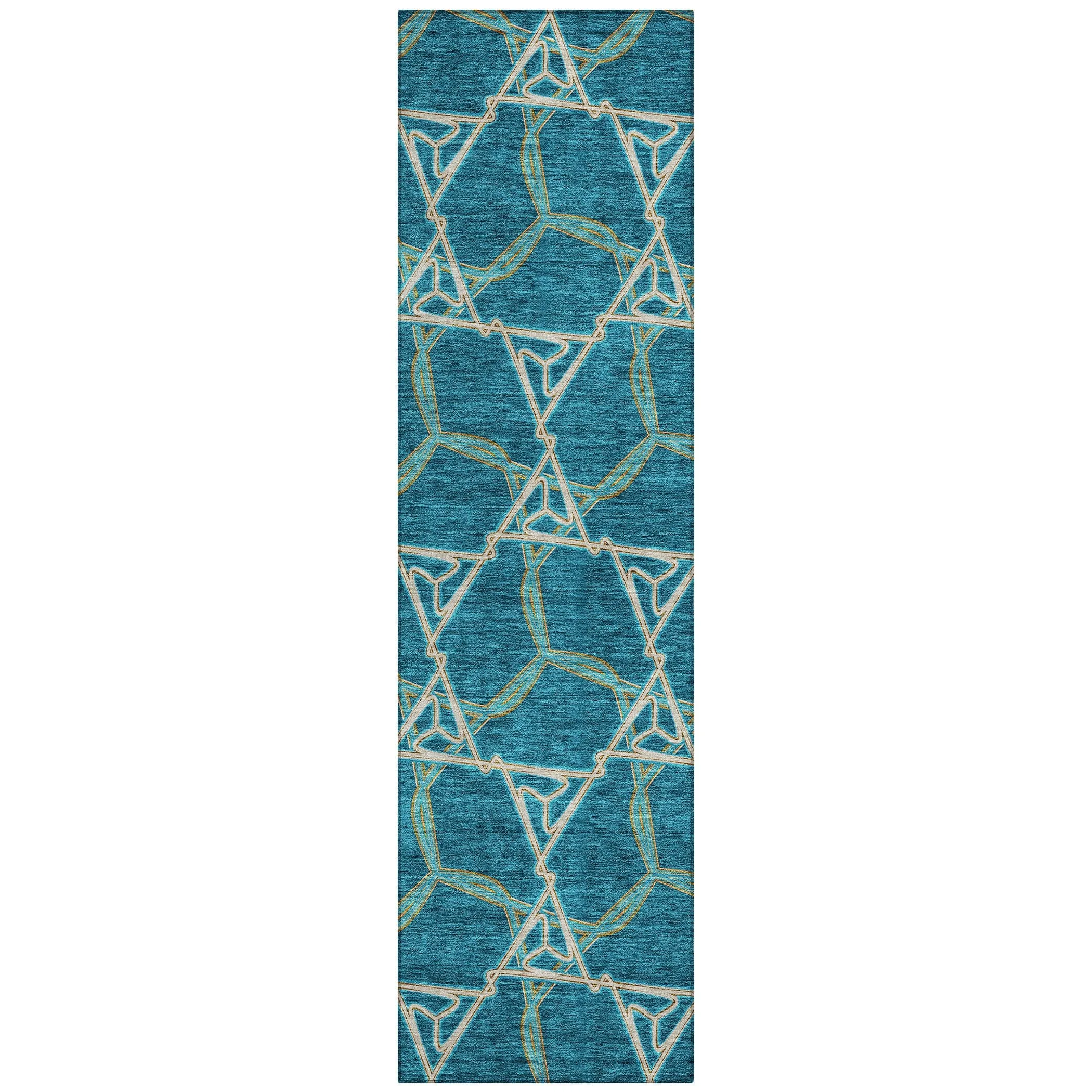 Machine Washable Indoor/ Outdoor Transitional Links Chantille Rug