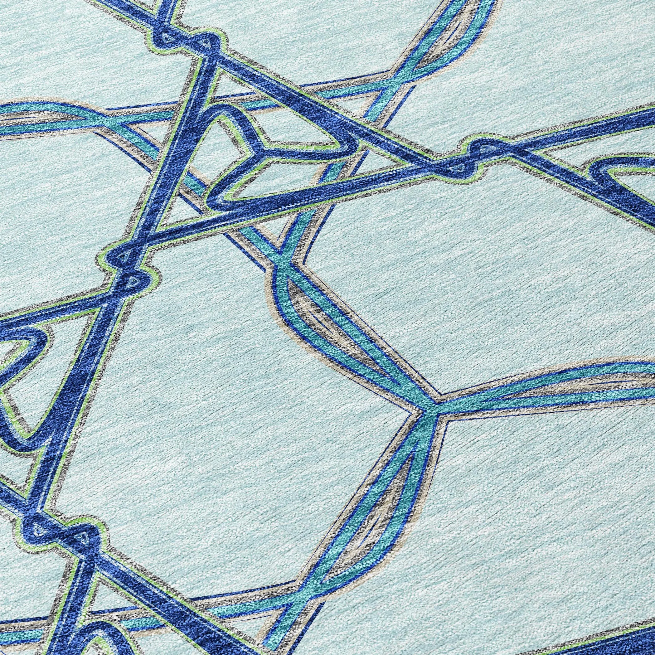 Machine Washable Indoor/ Outdoor Transitional Links Chantille Rug