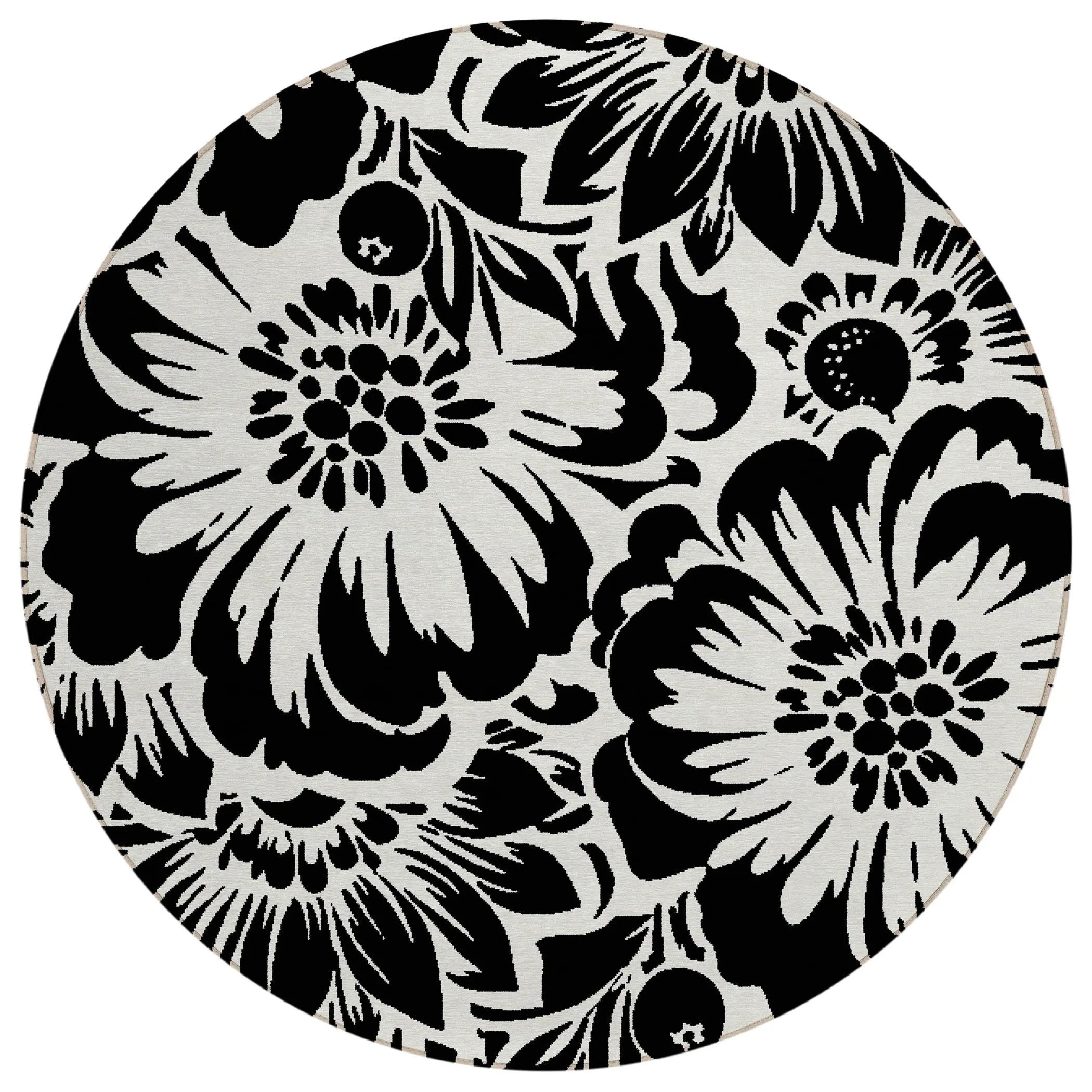 Machine Washable Indoor/ Outdoor Whimsy Floral Chantille Rug