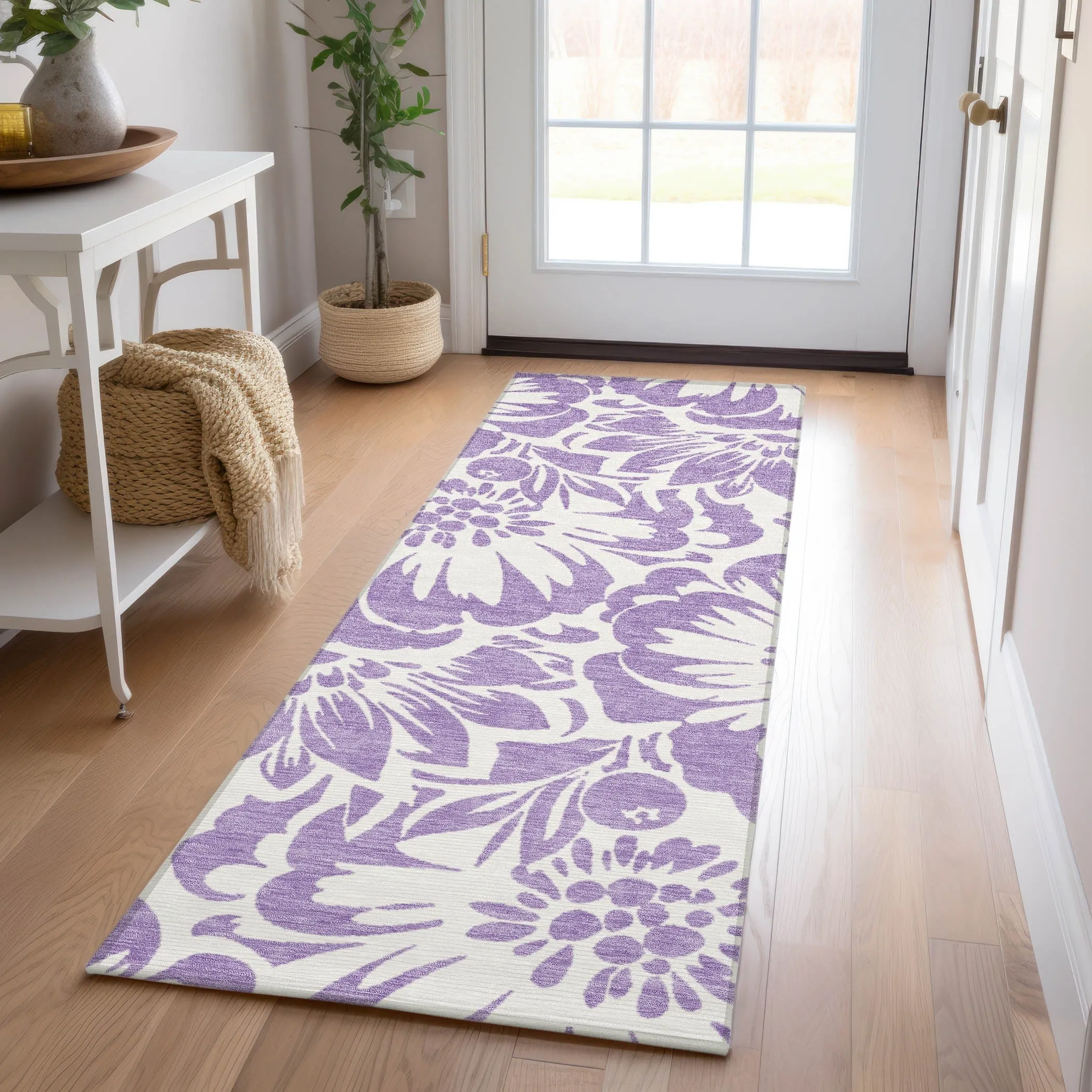 Machine Washable Indoor/ Outdoor Whimsy Floral Chantille Rug