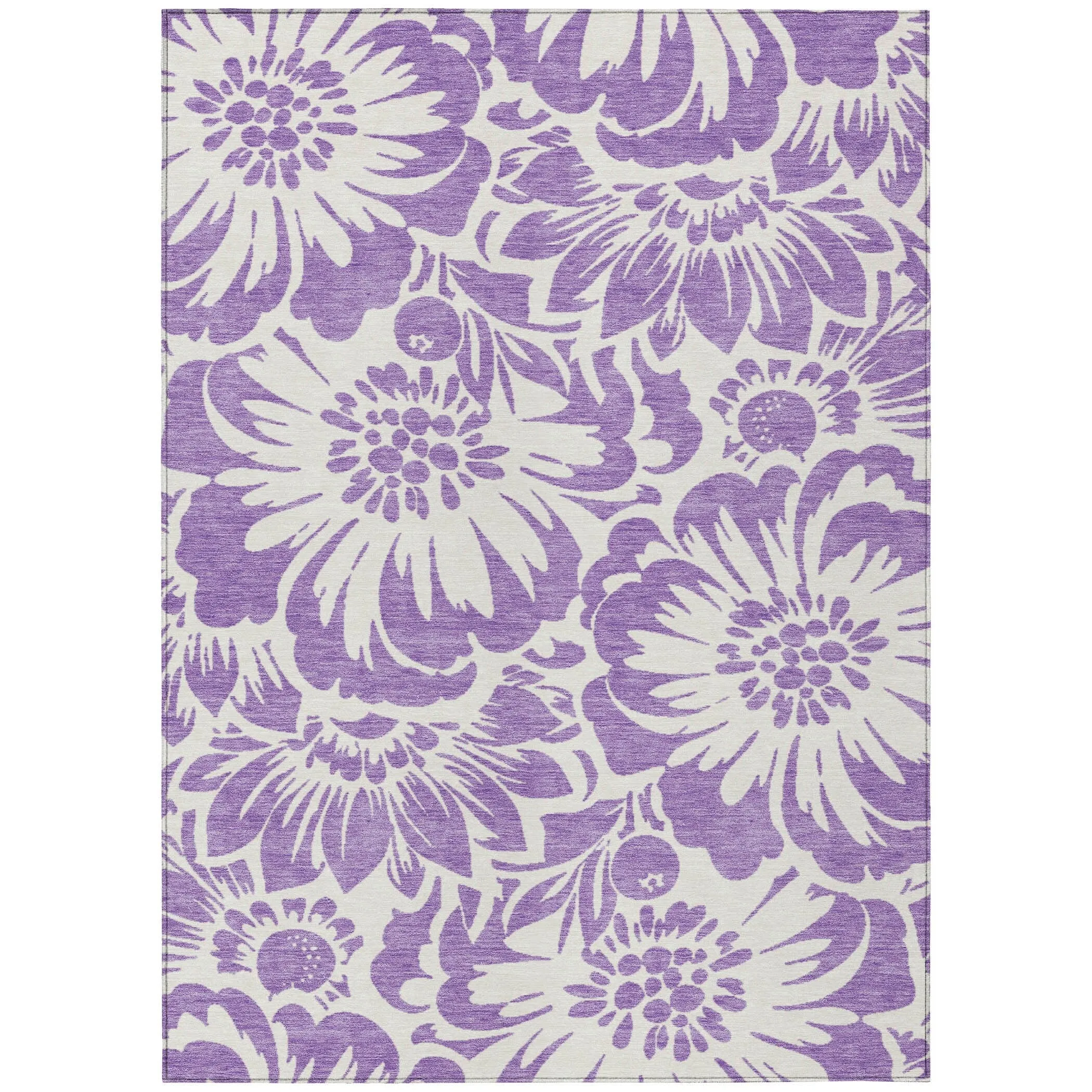 Machine Washable Indoor/ Outdoor Whimsy Floral Chantille Rug