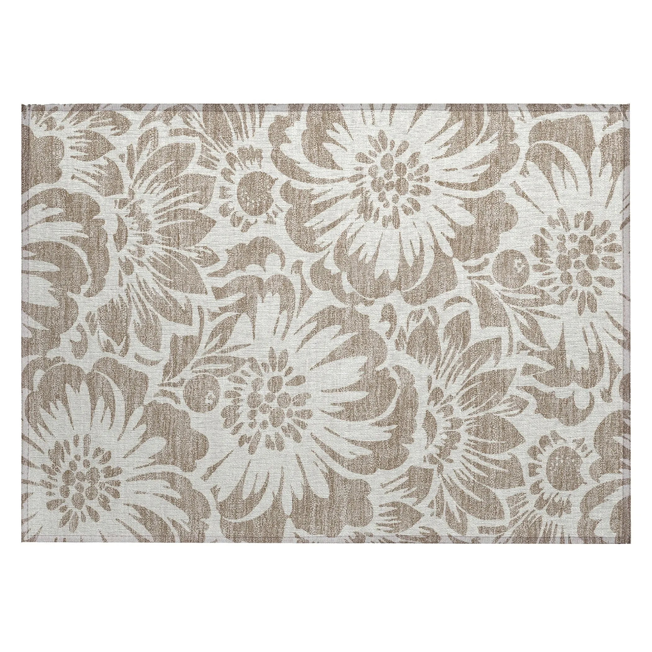 Machine Washable Indoor/ Outdoor Whimsy Floral Chantille Rug