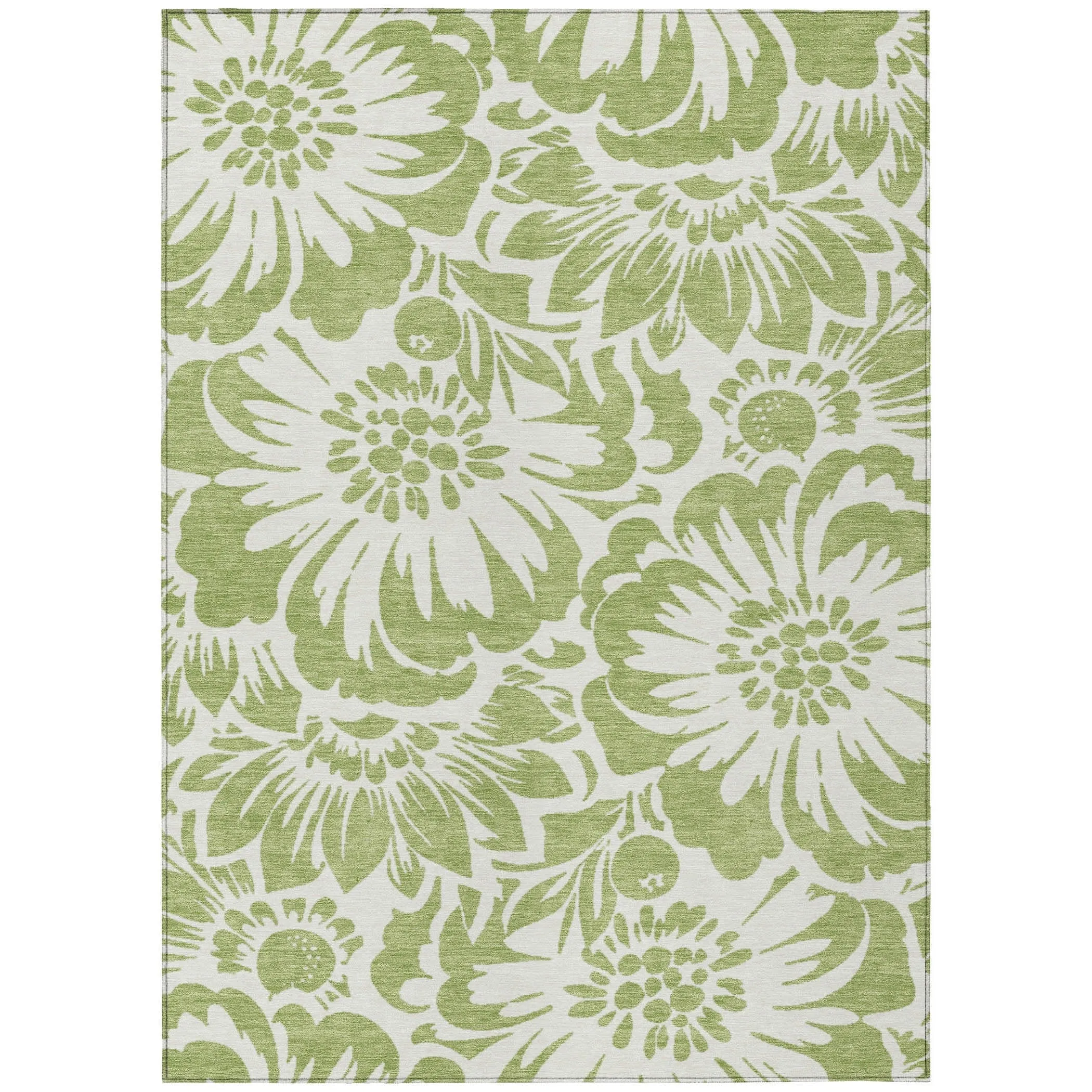Machine Washable Indoor/ Outdoor Whimsy Floral Chantille Rug