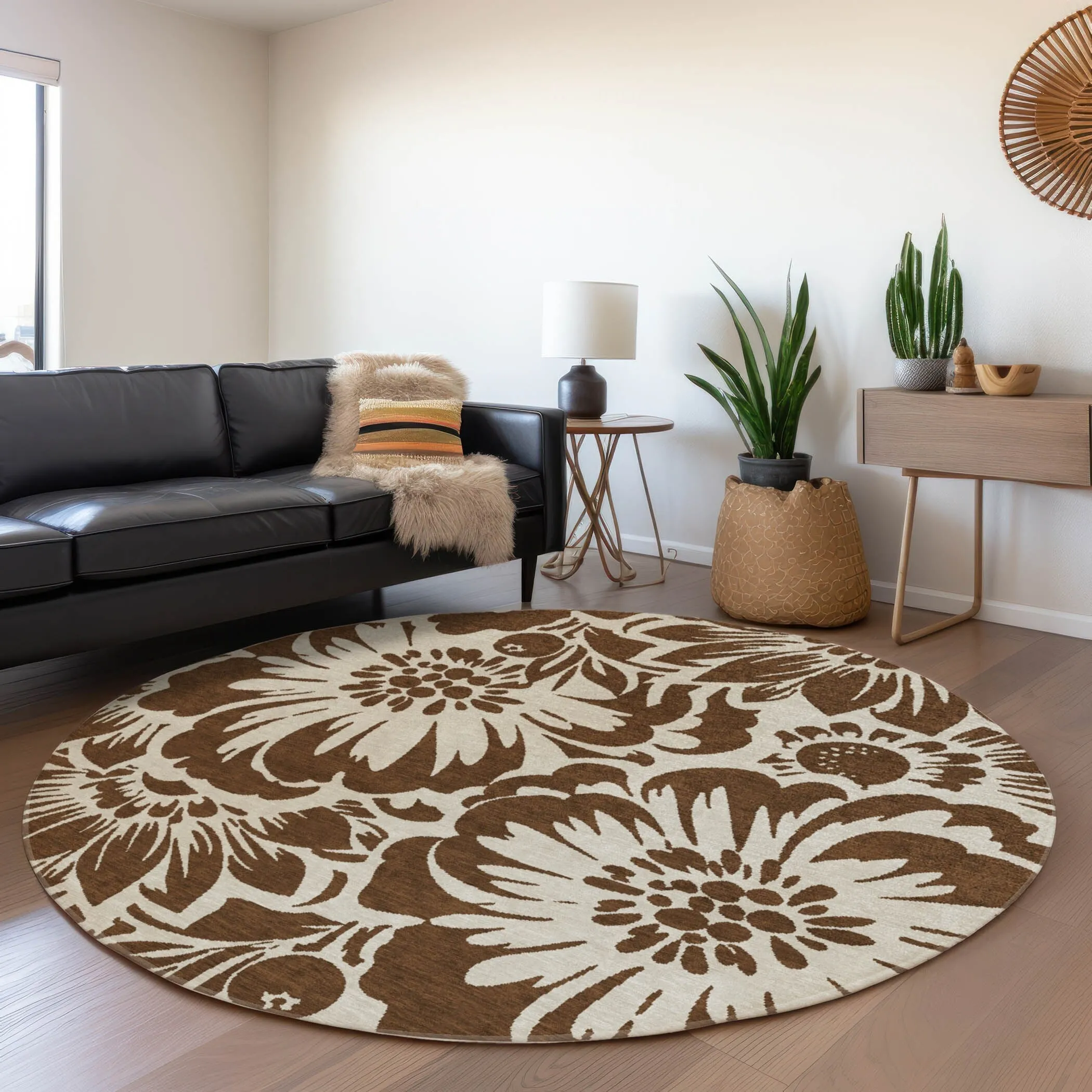 Machine Washable Indoor/ Outdoor Whimsy Floral Chantille Rug