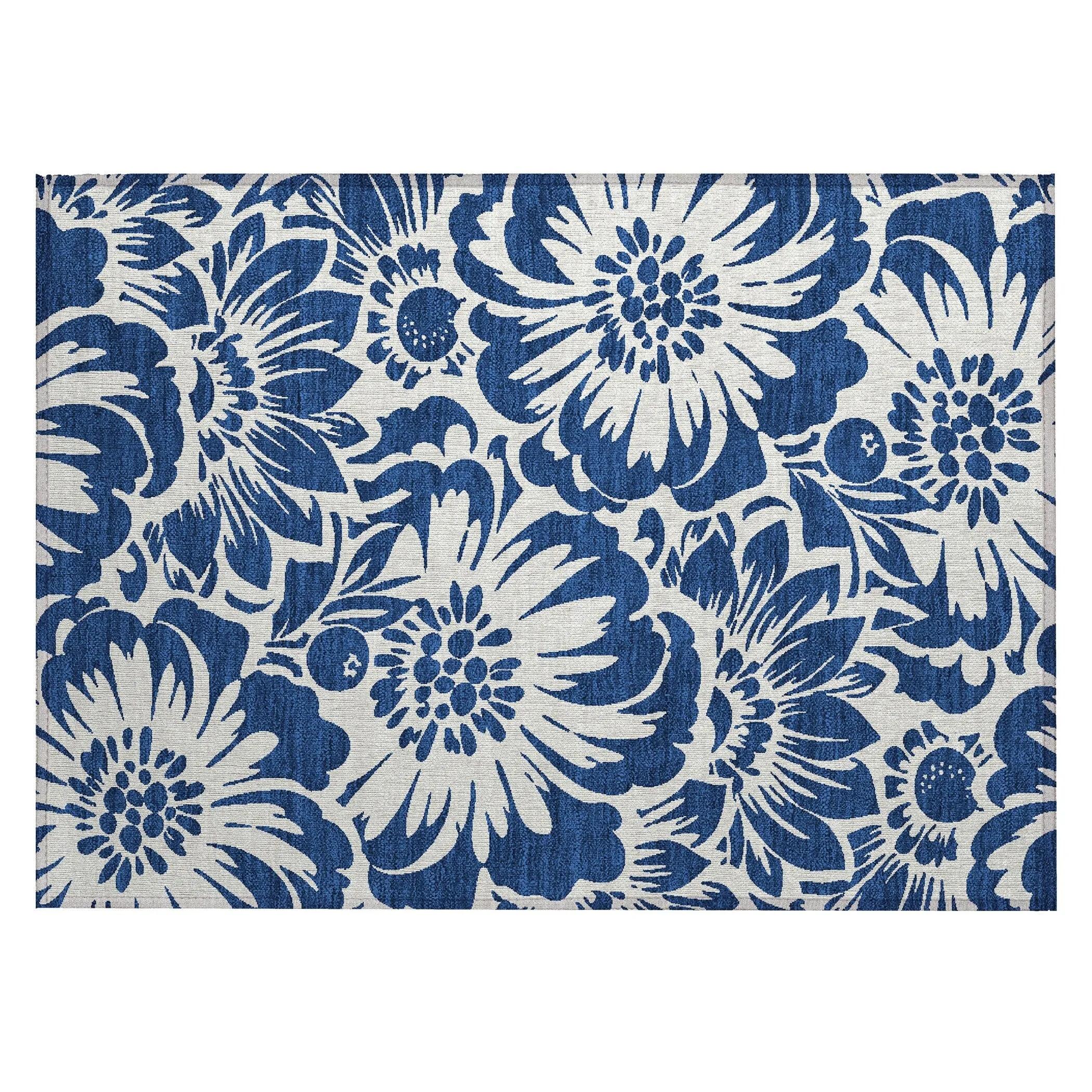 Machine Washable Indoor/ Outdoor Whimsy Floral Chantille Rug