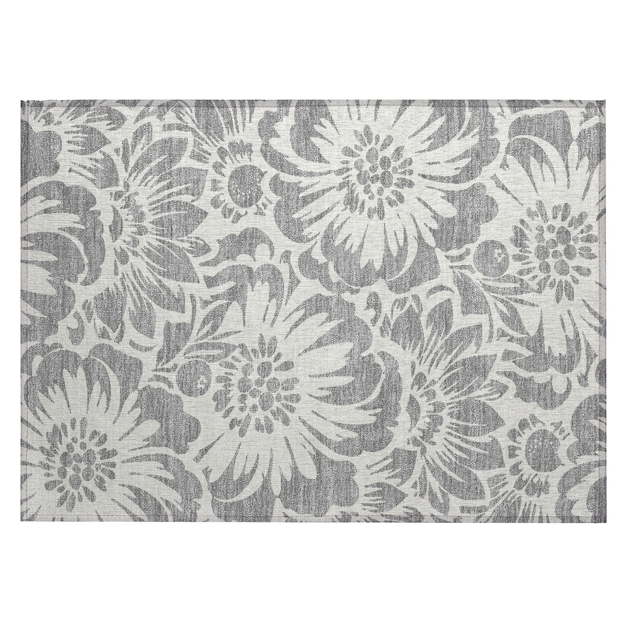 Machine Washable Indoor/ Outdoor Whimsy Floral Chantille Rug
