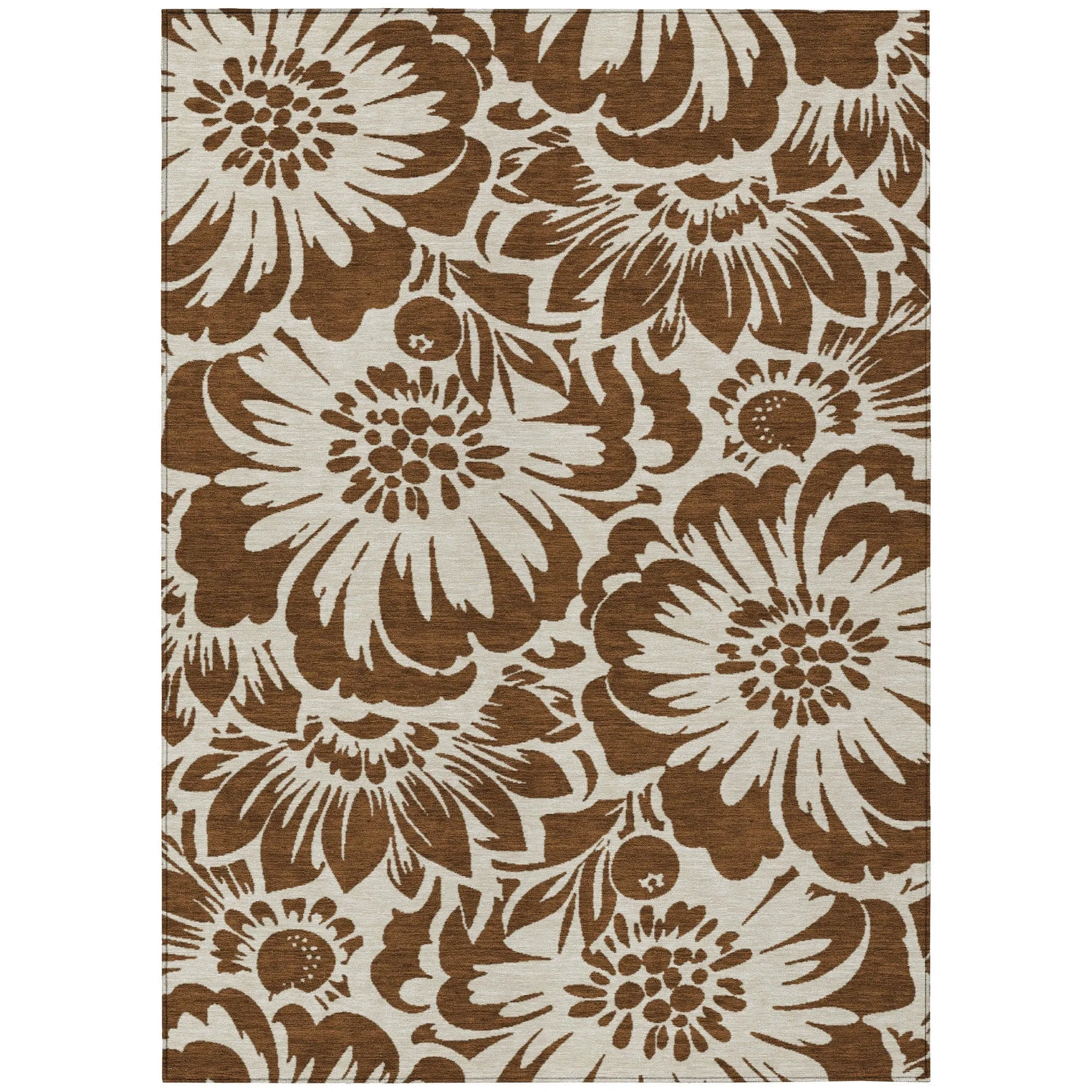 Machine Washable Indoor/ Outdoor Whimsy Floral Chantille Rug