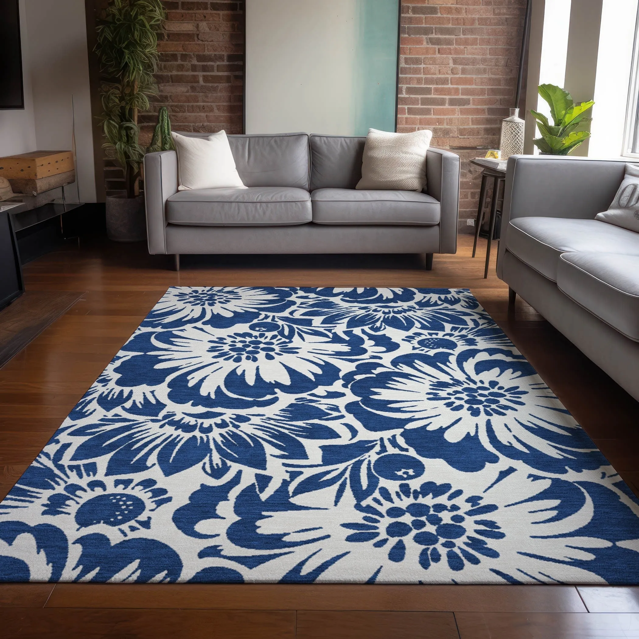 Machine Washable Indoor/ Outdoor Whimsy Floral Chantille Rug