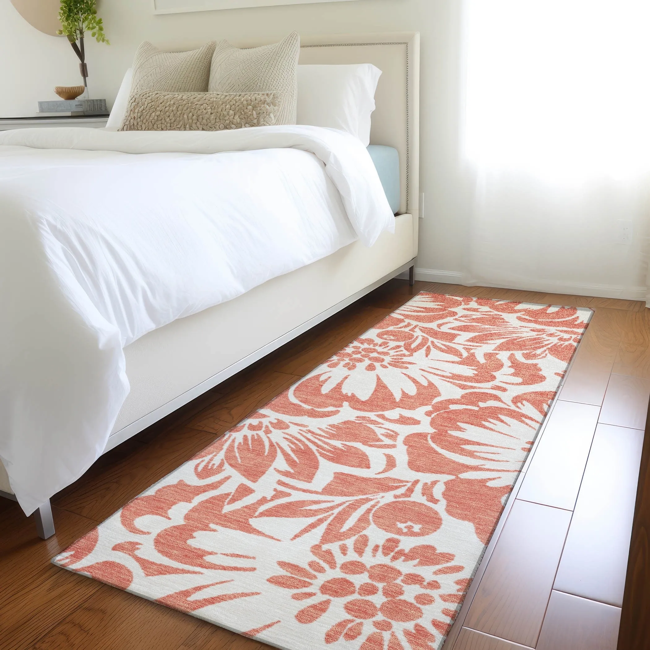 Machine Washable Indoor/ Outdoor Whimsy Floral Chantille Rug