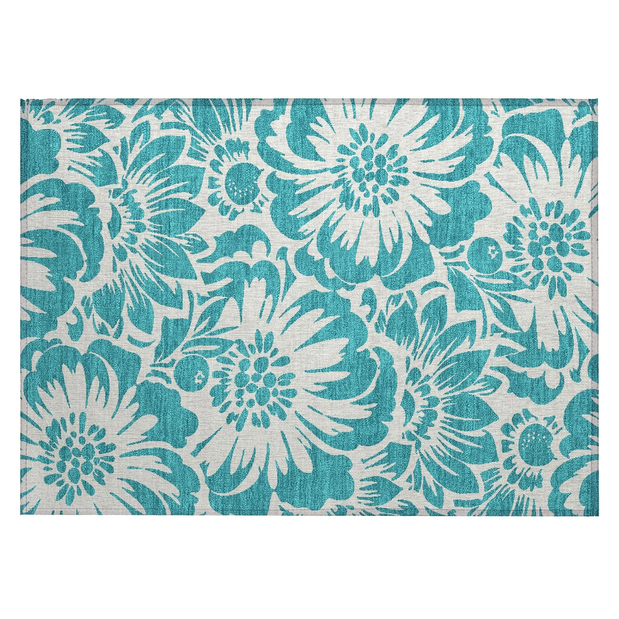Machine Washable Indoor/ Outdoor Whimsy Floral Chantille Rug