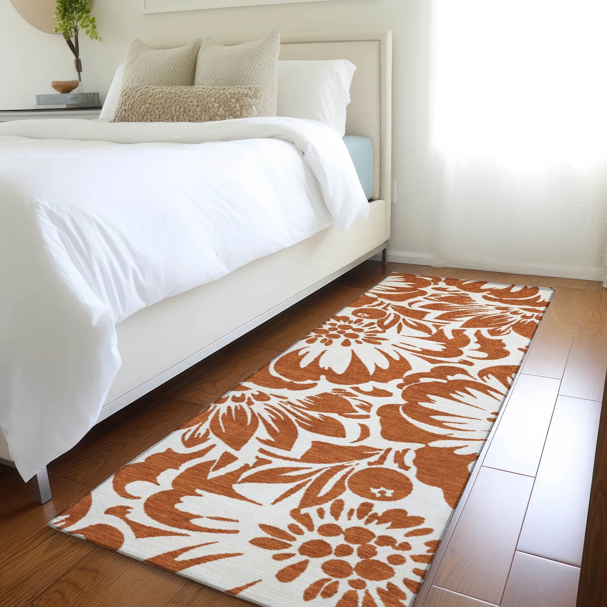 Machine Washable Indoor/ Outdoor Whimsy Floral Chantille Rug
