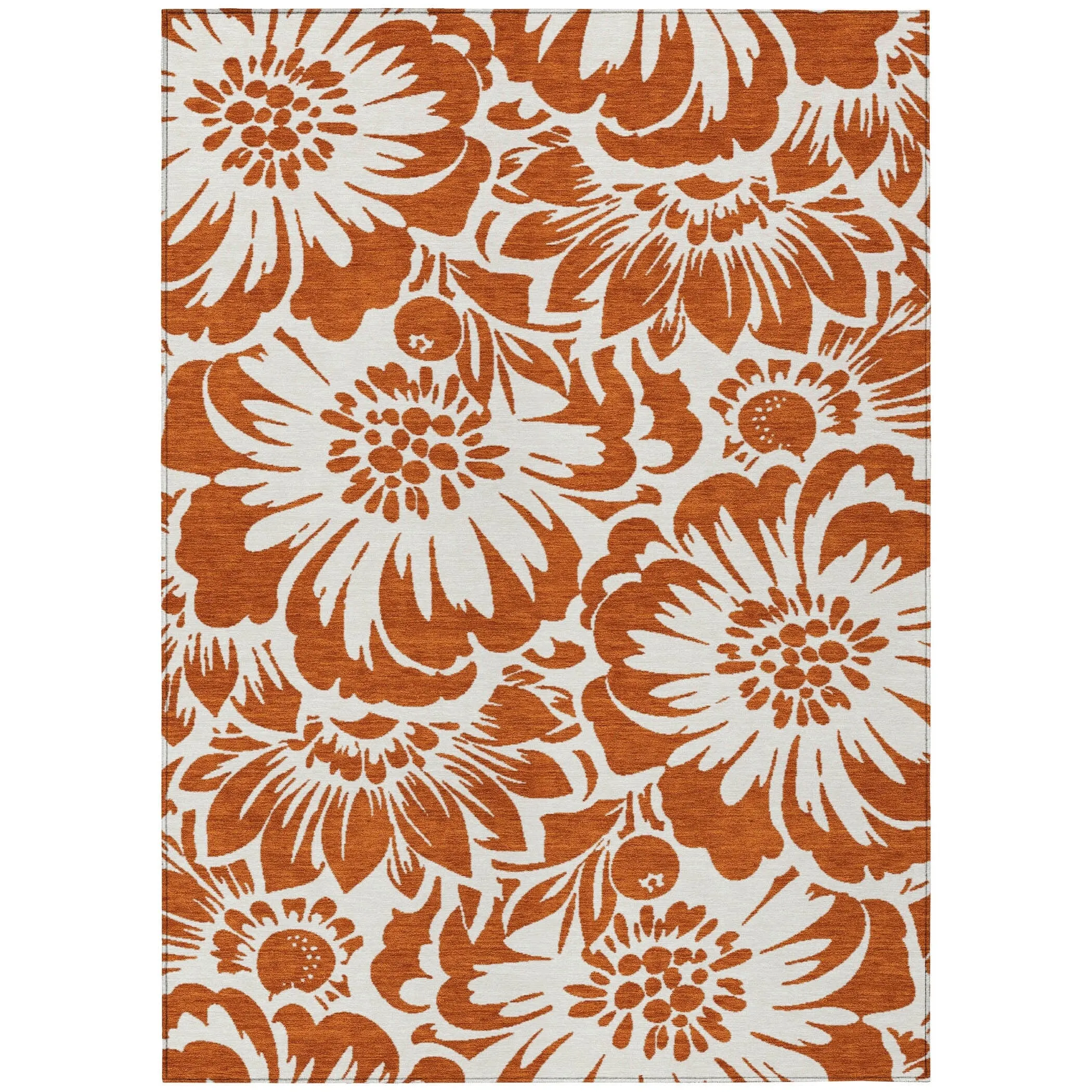Machine Washable Indoor/ Outdoor Whimsy Floral Chantille Rug