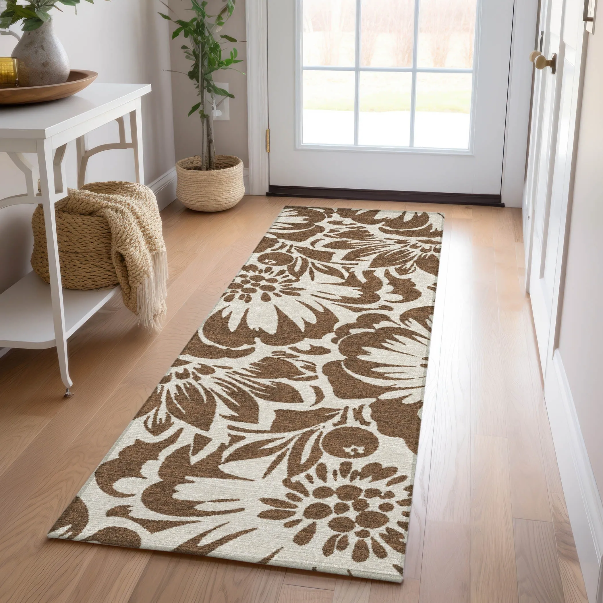 Machine Washable Indoor/ Outdoor Whimsy Floral Chantille Rug