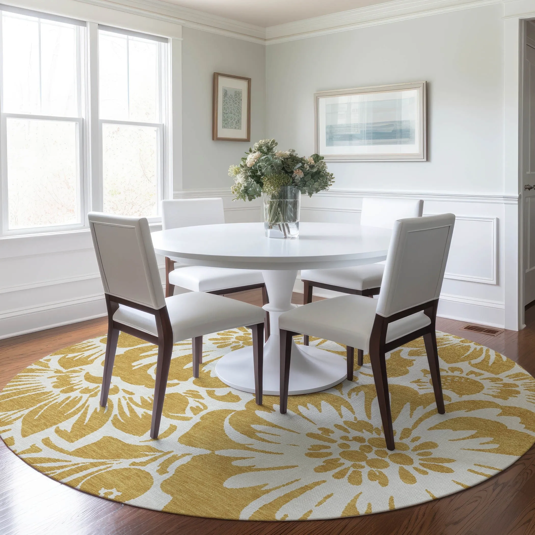 Machine Washable Indoor/ Outdoor Whimsy Floral Chantille Rug