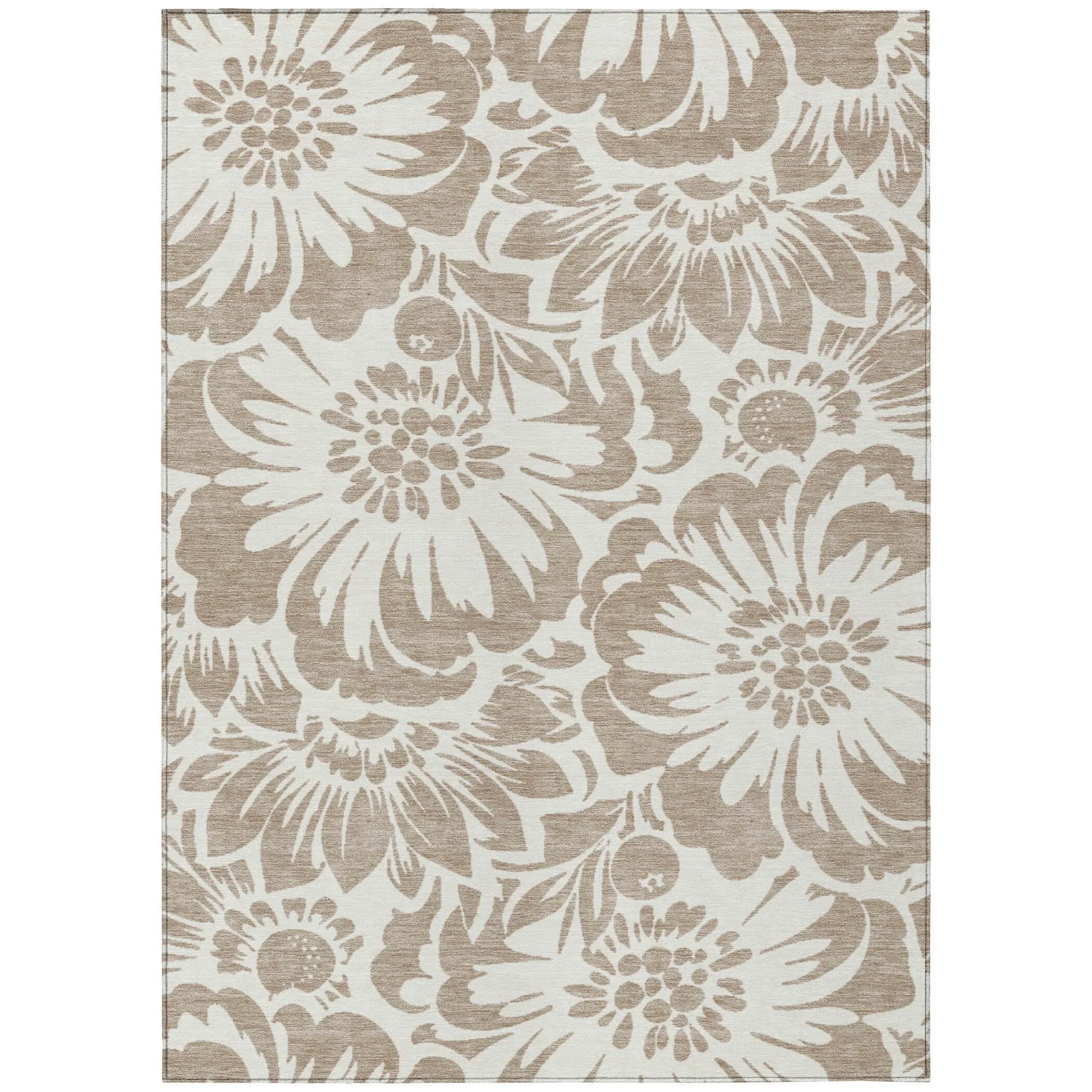 Machine Washable Indoor/ Outdoor Whimsy Floral Chantille Rug