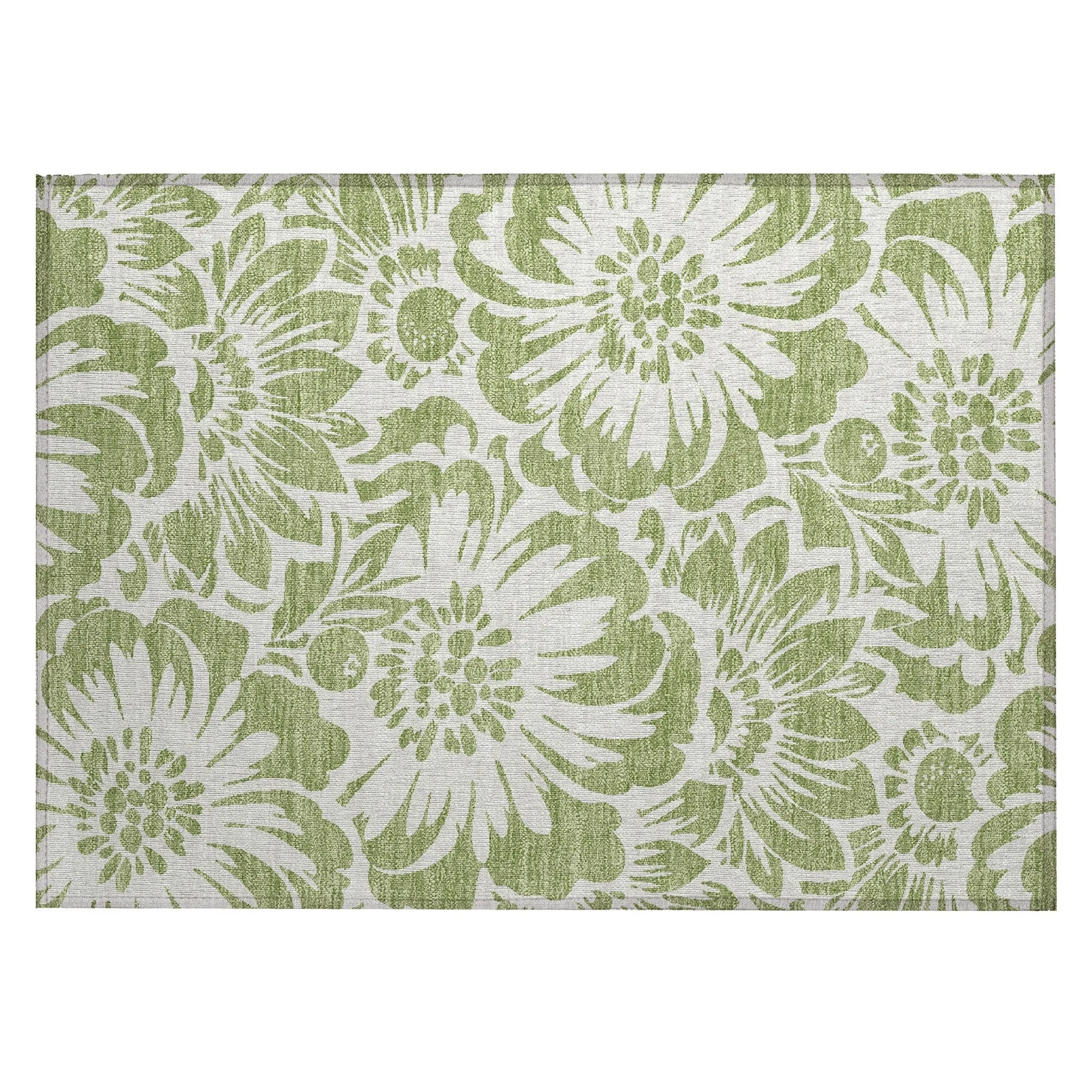 Machine Washable Indoor/ Outdoor Whimsy Floral Chantille Rug