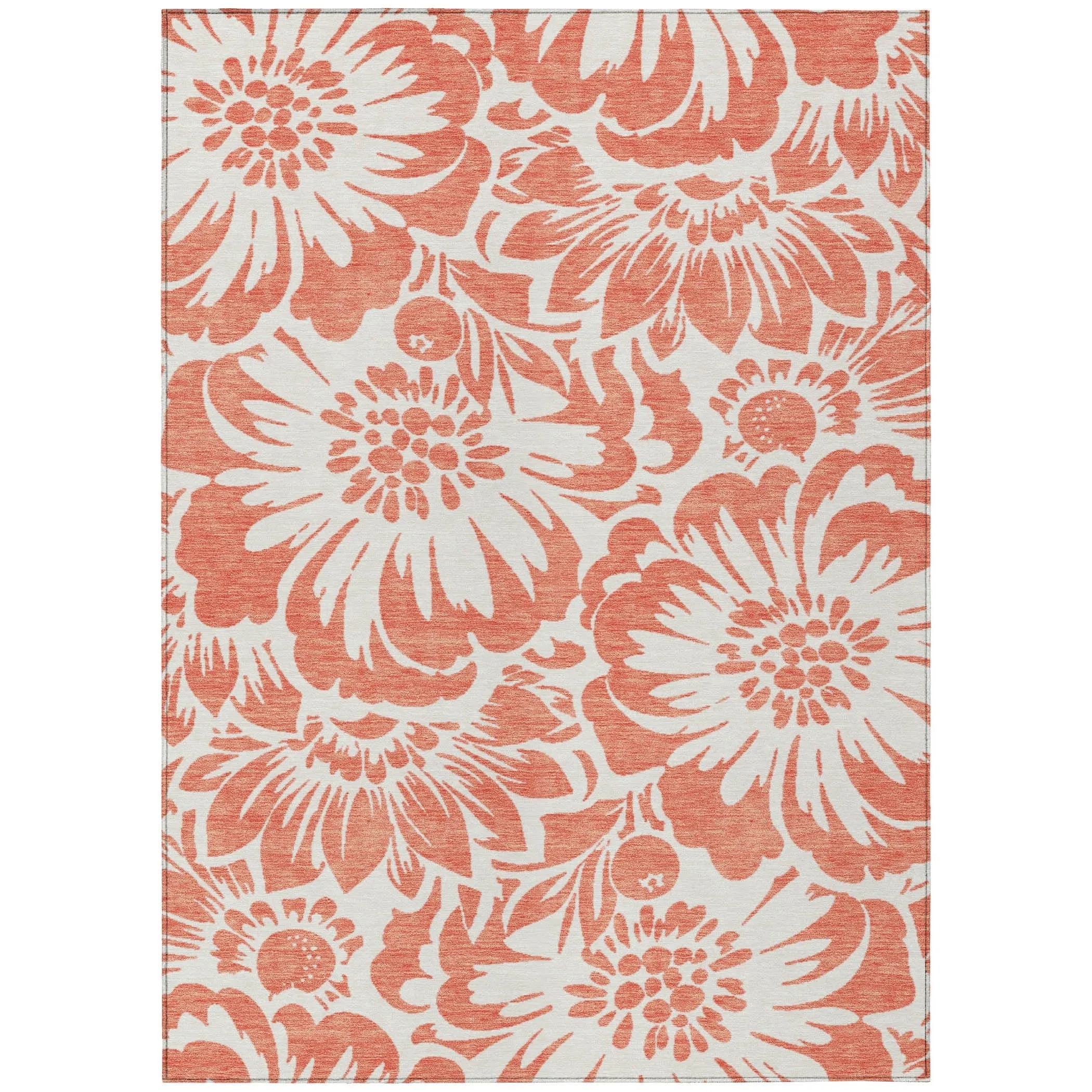 Machine Washable Indoor/ Outdoor Whimsy Floral Chantille Rug