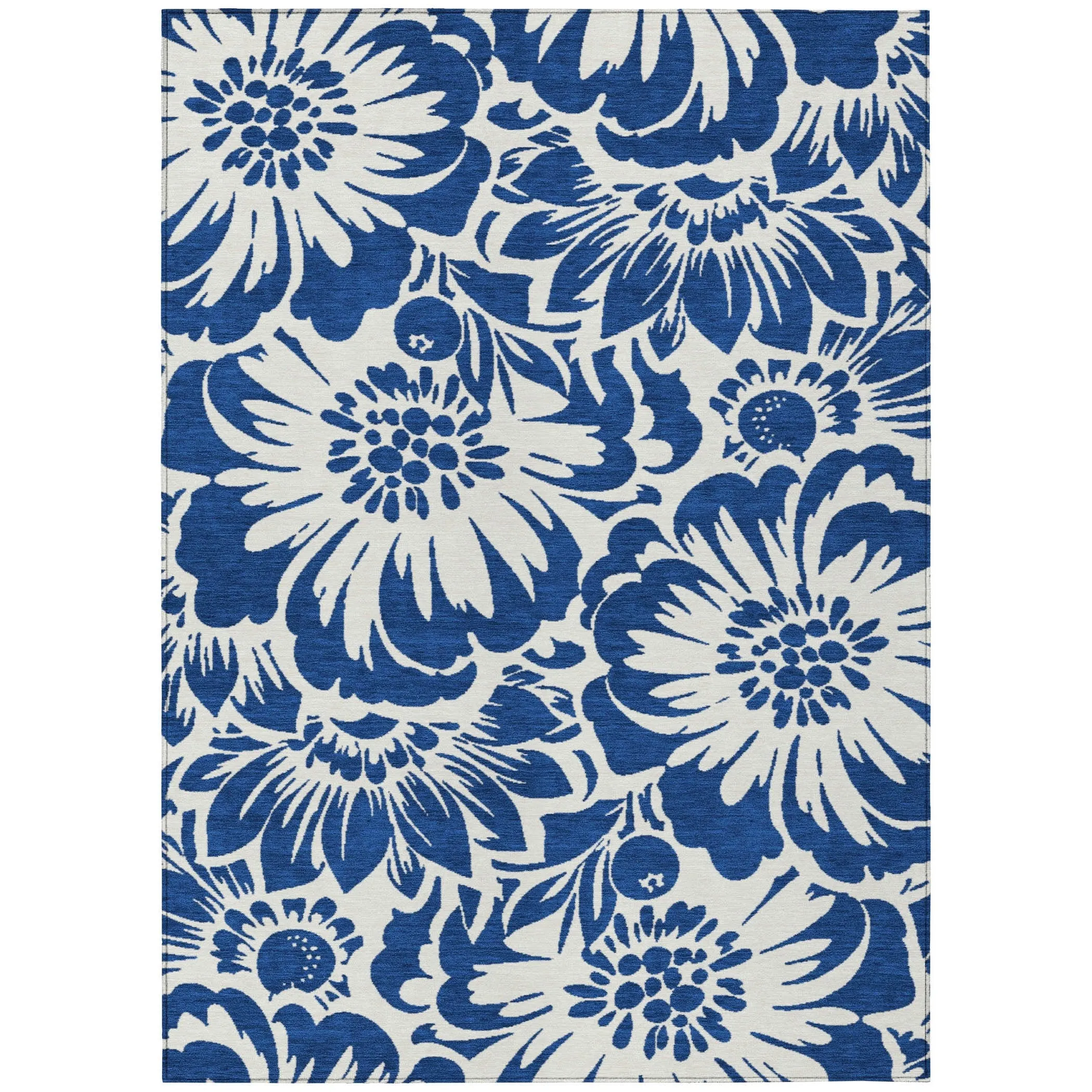 Machine Washable Indoor/ Outdoor Whimsy Floral Chantille Rug