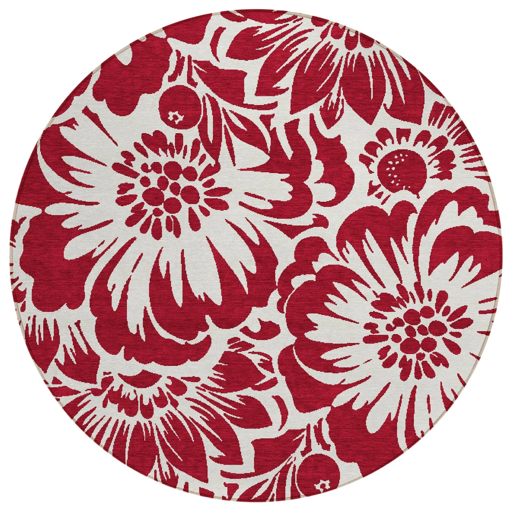 Machine Washable Indoor/ Outdoor Whimsy Floral Chantille Rug