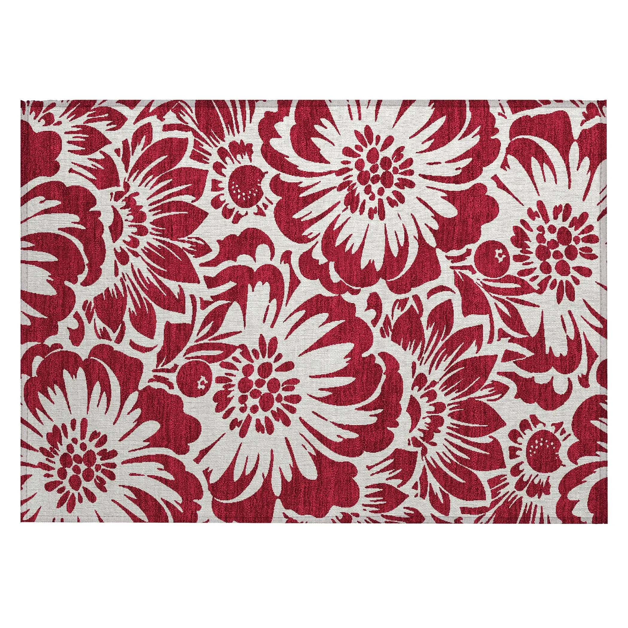 Machine Washable Indoor/ Outdoor Whimsy Floral Chantille Rug