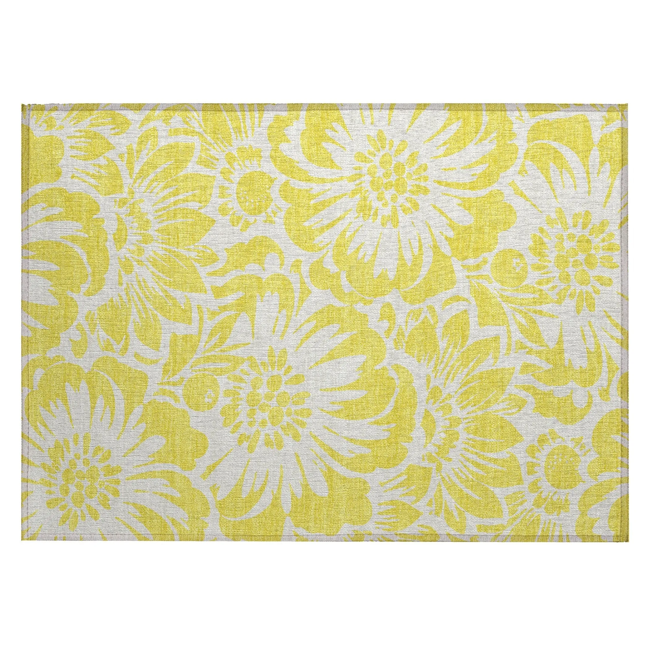 Machine Washable Indoor/ Outdoor Whimsy Floral Chantille Rug