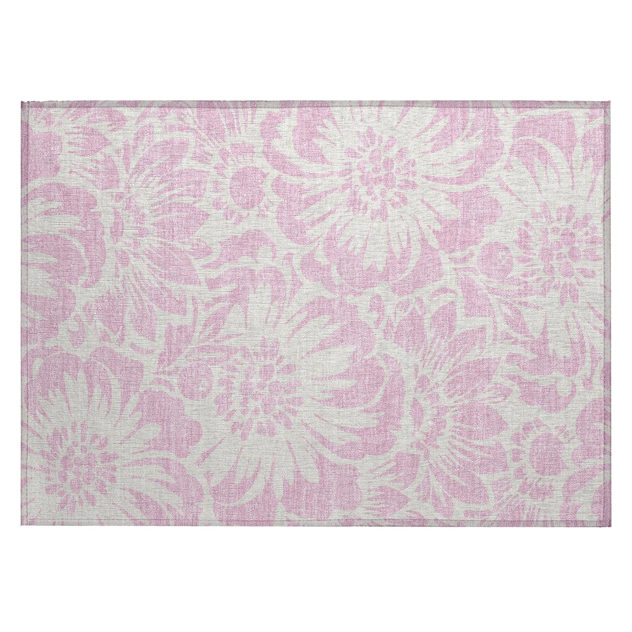 Machine Washable Indoor/ Outdoor Whimsy Floral Chantille Rug
