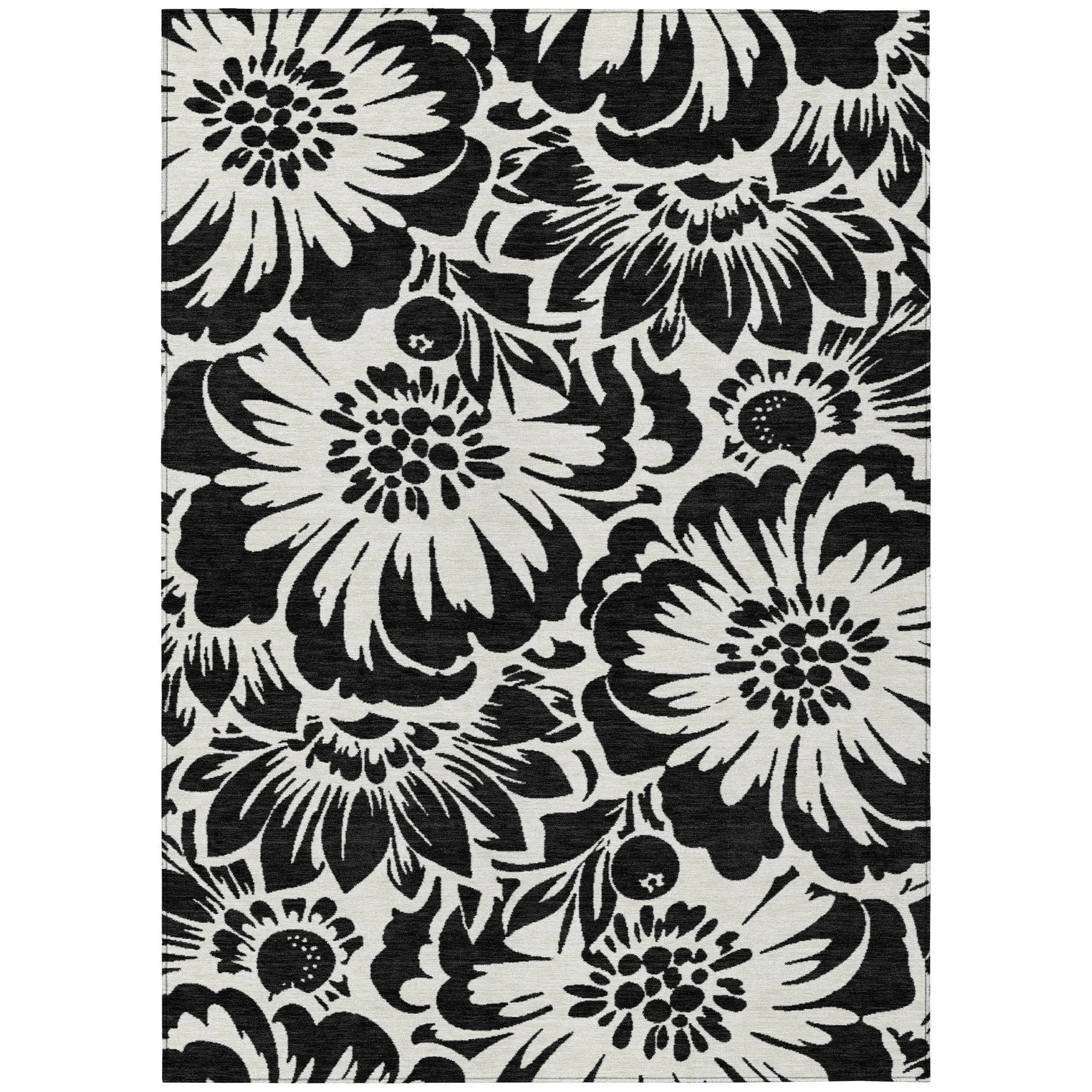 Machine Washable Indoor/ Outdoor Whimsy Floral Chantille Rug