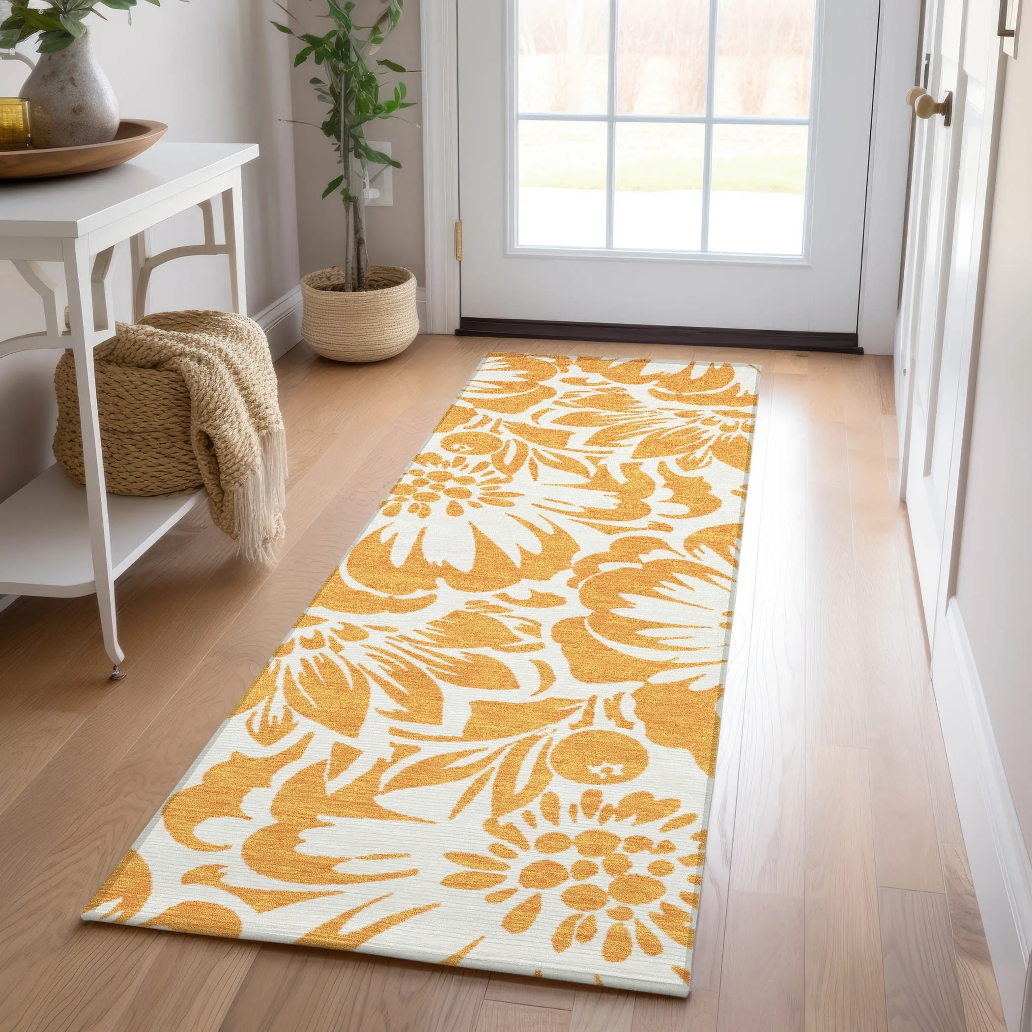 Machine Washable Indoor/ Outdoor Whimsy Floral Chantille Rug