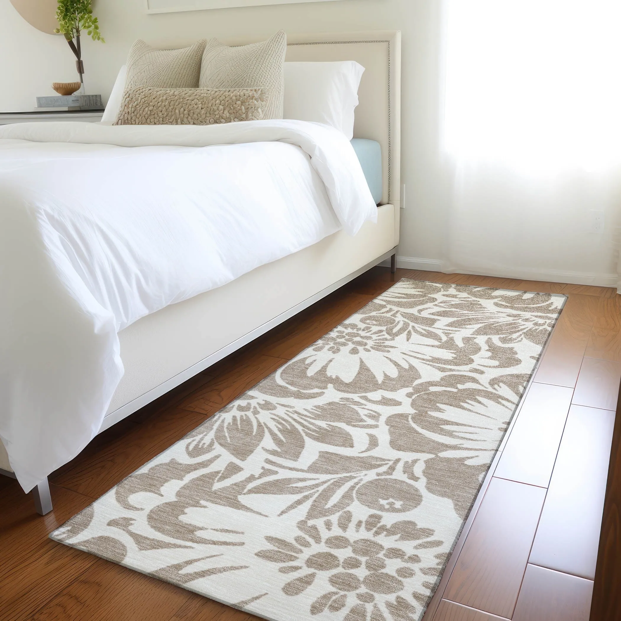Machine Washable Indoor/ Outdoor Whimsy Floral Chantille Rug