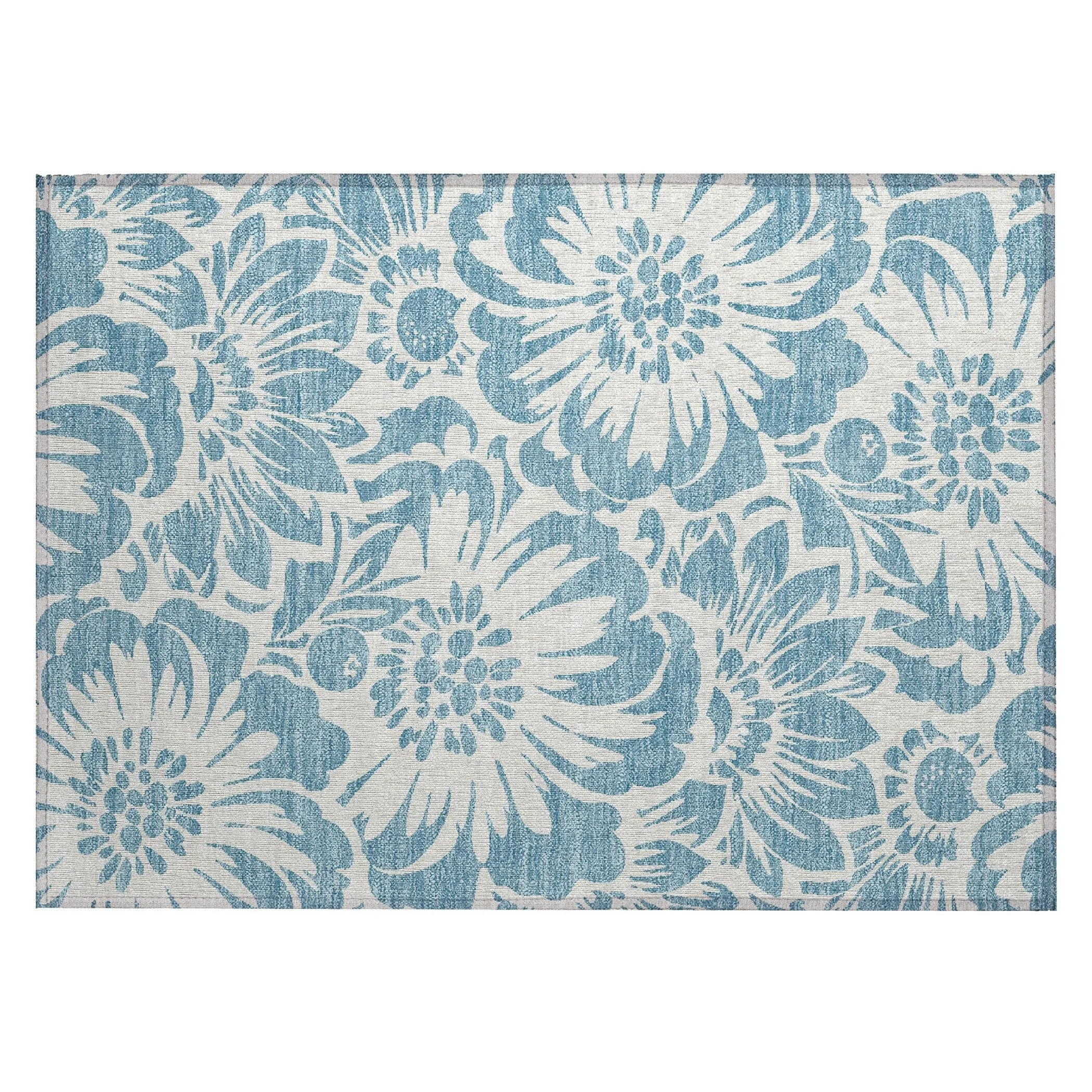 Machine Washable Indoor/ Outdoor Whimsy Floral Chantille Rug
