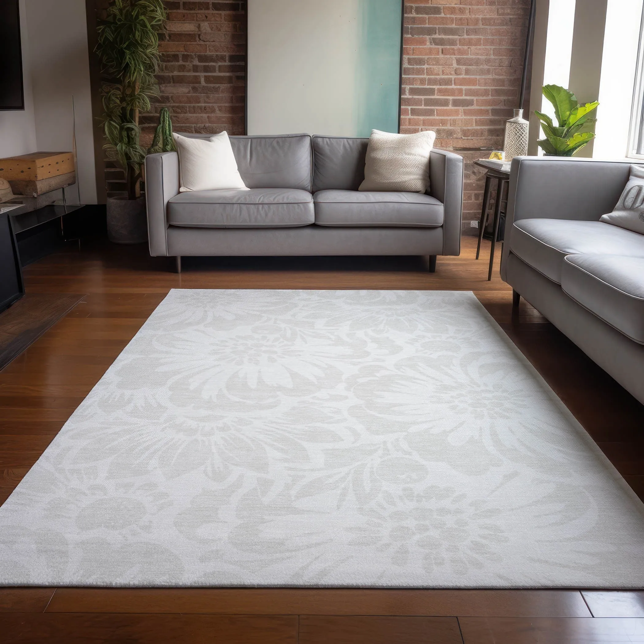 Machine Washable Indoor/ Outdoor Whimsy Floral Chantille Rug