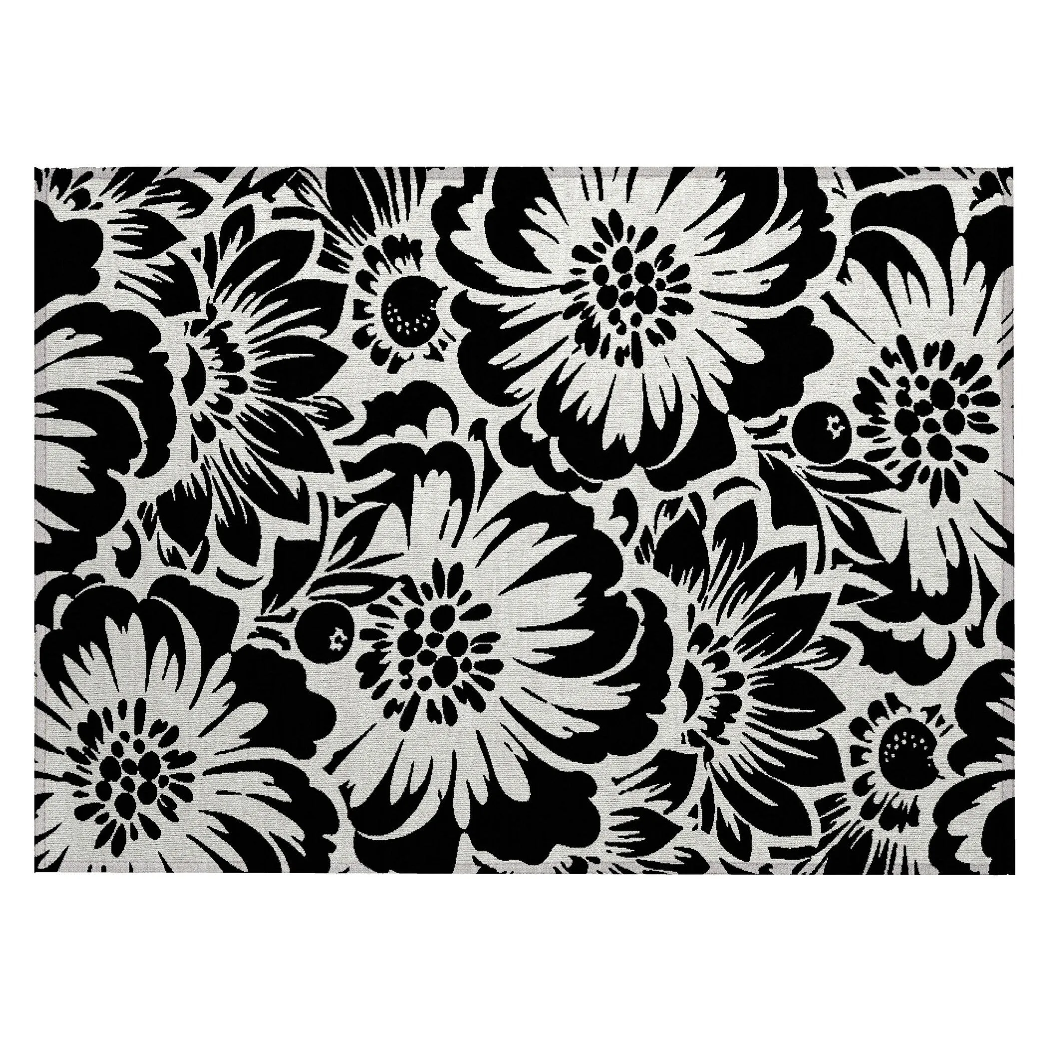 Machine Washable Indoor/ Outdoor Whimsy Floral Chantille Rug