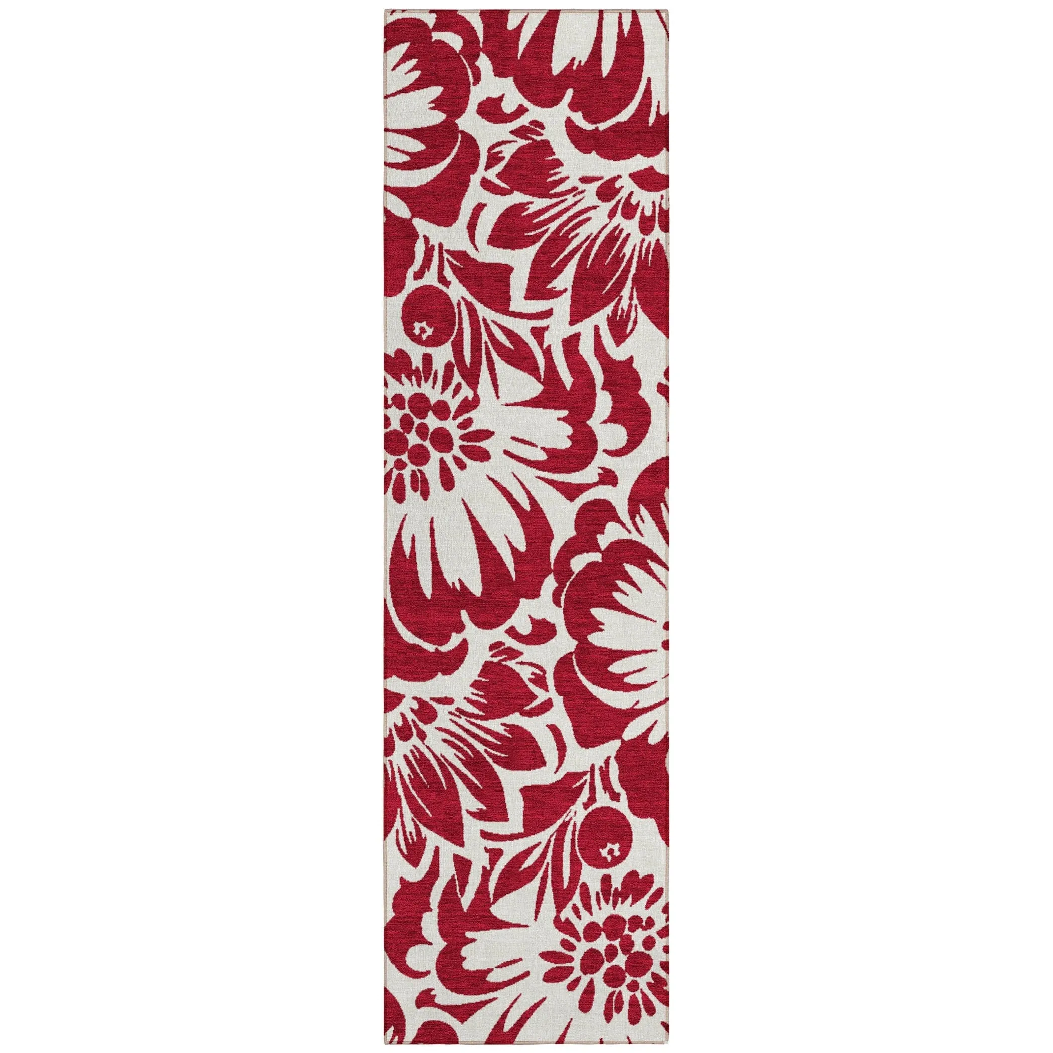 Machine Washable Indoor/ Outdoor Whimsy Floral Chantille Rug