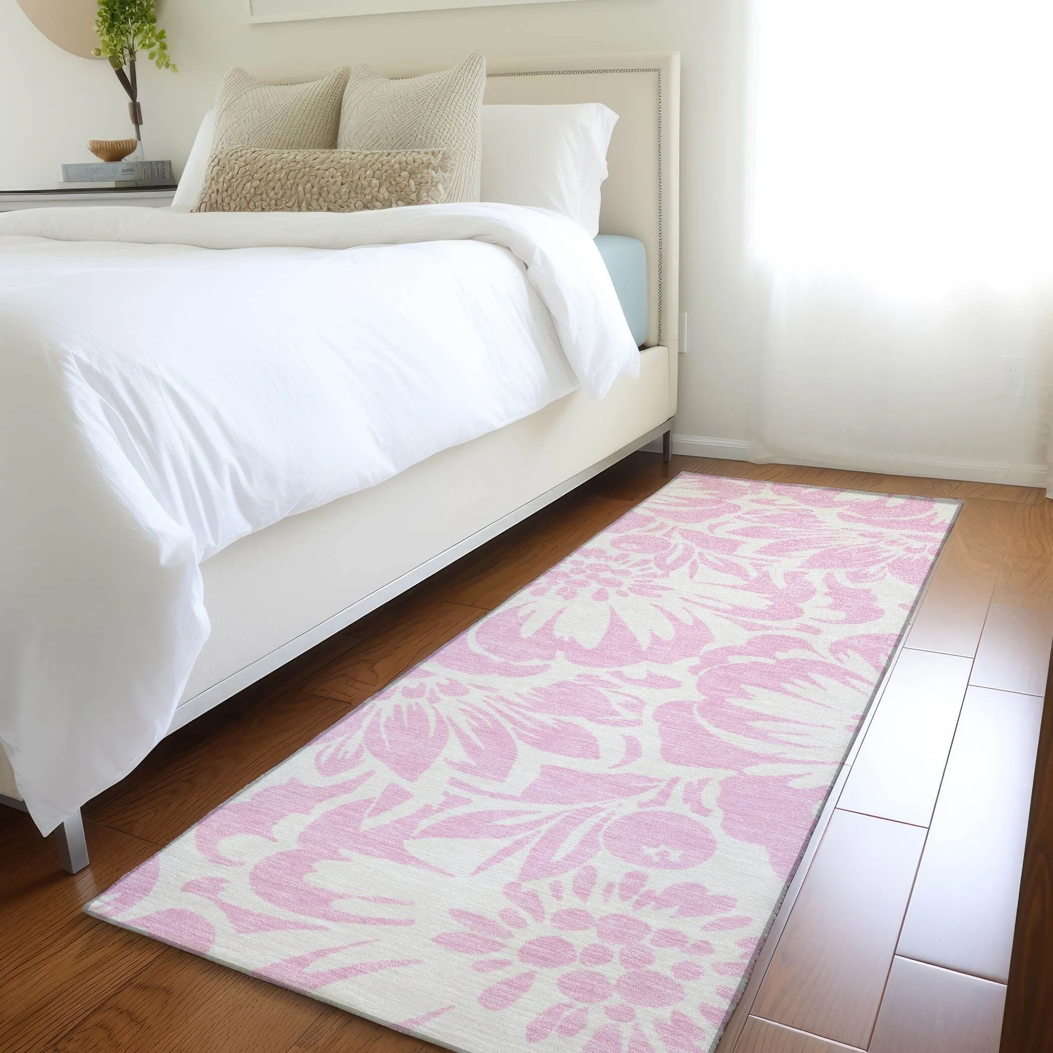 Machine Washable Indoor/ Outdoor Whimsy Floral Chantille Rug