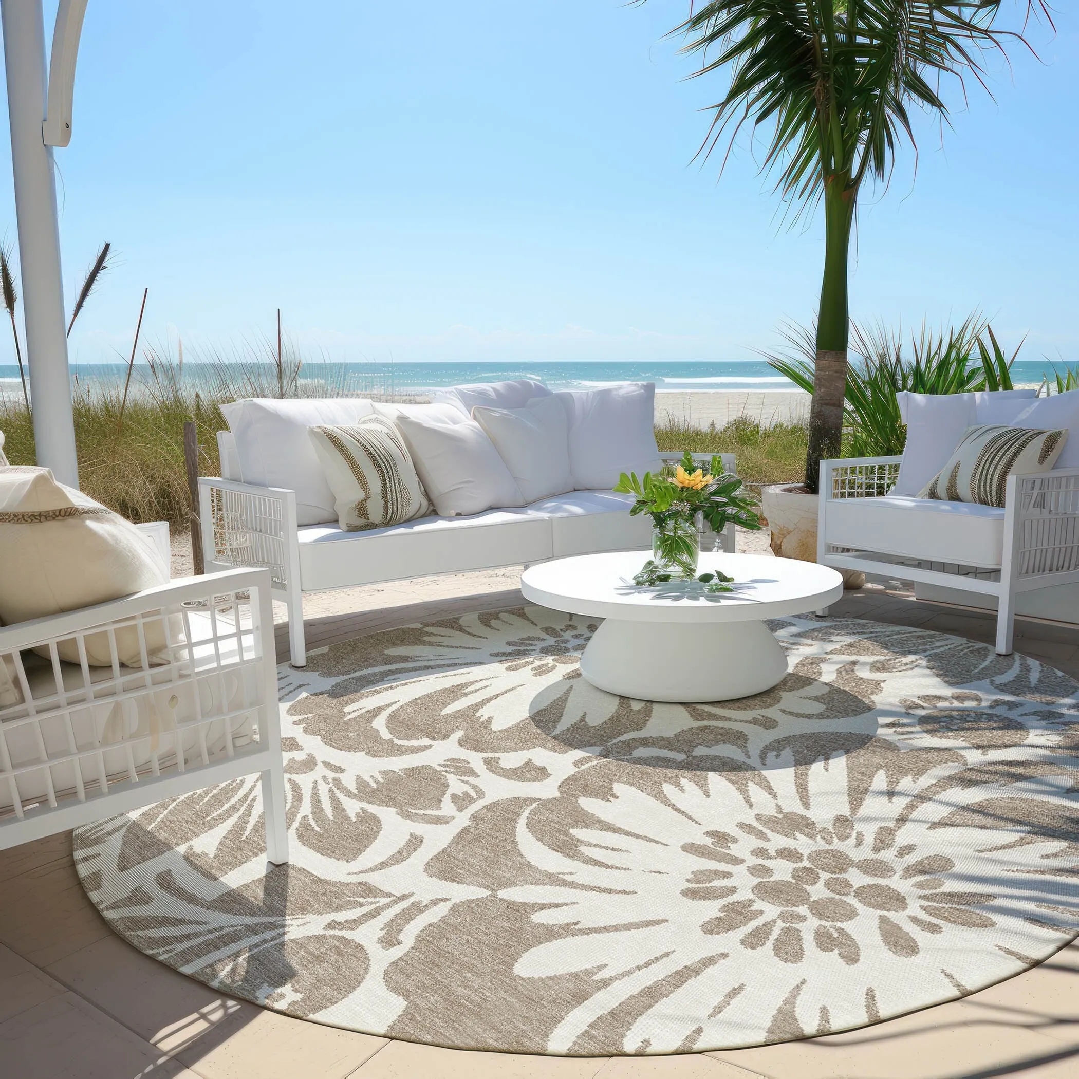 Machine Washable Indoor/ Outdoor Whimsy Floral Chantille Rug