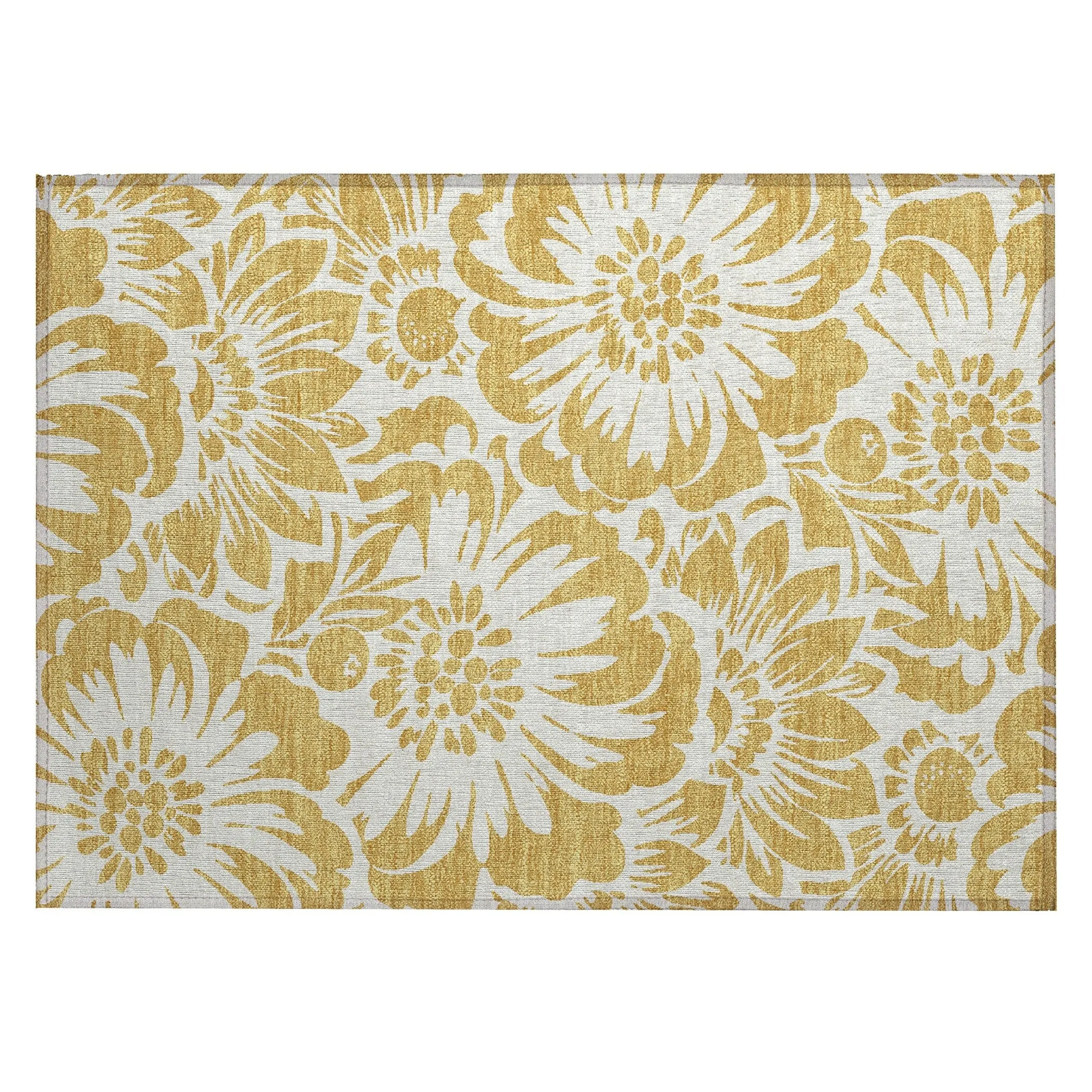 Machine Washable Indoor/ Outdoor Whimsy Floral Chantille Rug