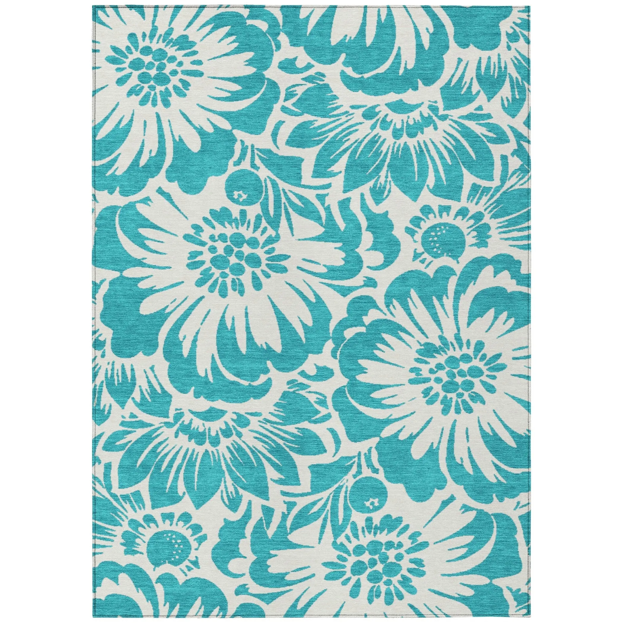 Machine Washable Indoor/ Outdoor Whimsy Floral Chantille Rug