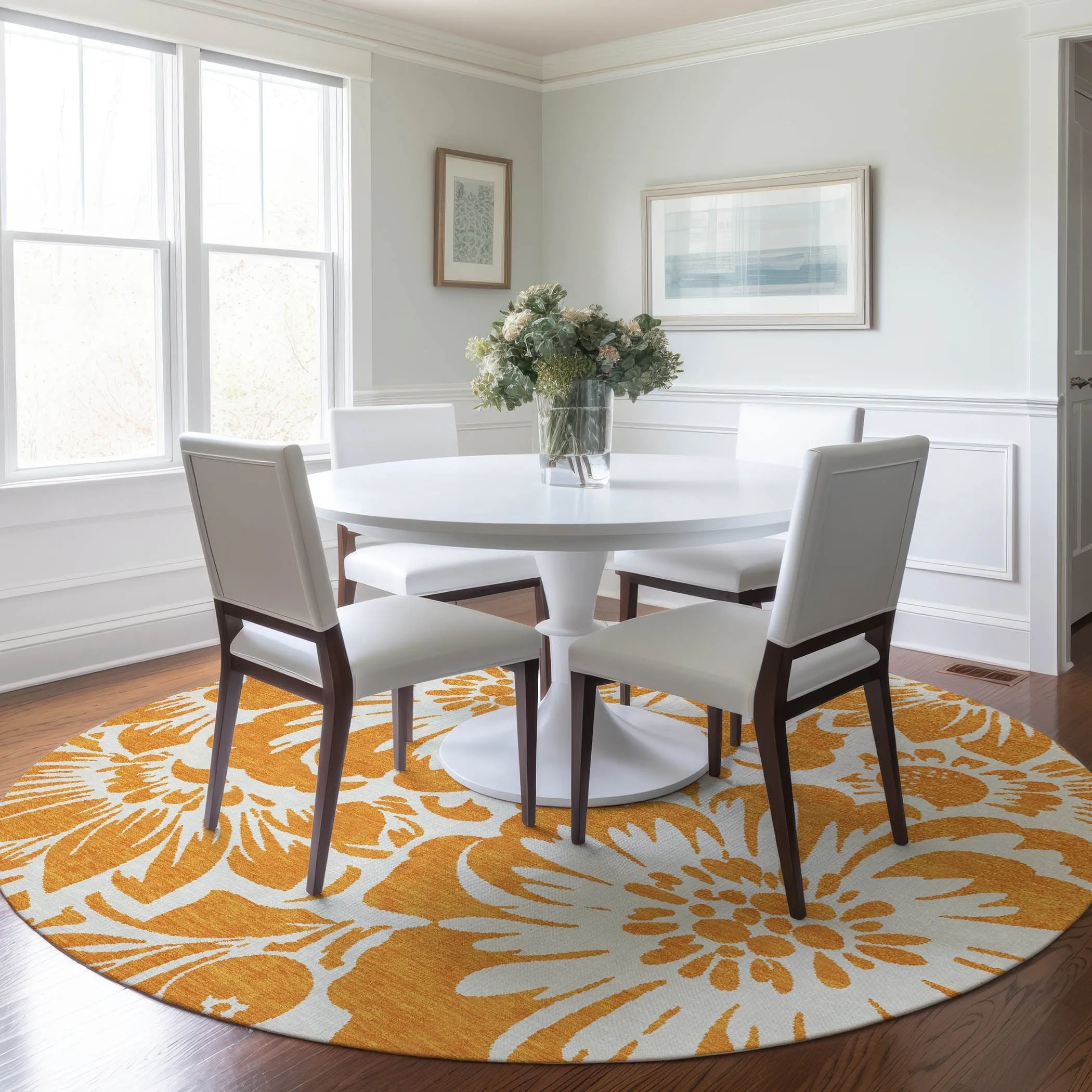 Machine Washable Indoor/ Outdoor Whimsy Floral Chantille Rug