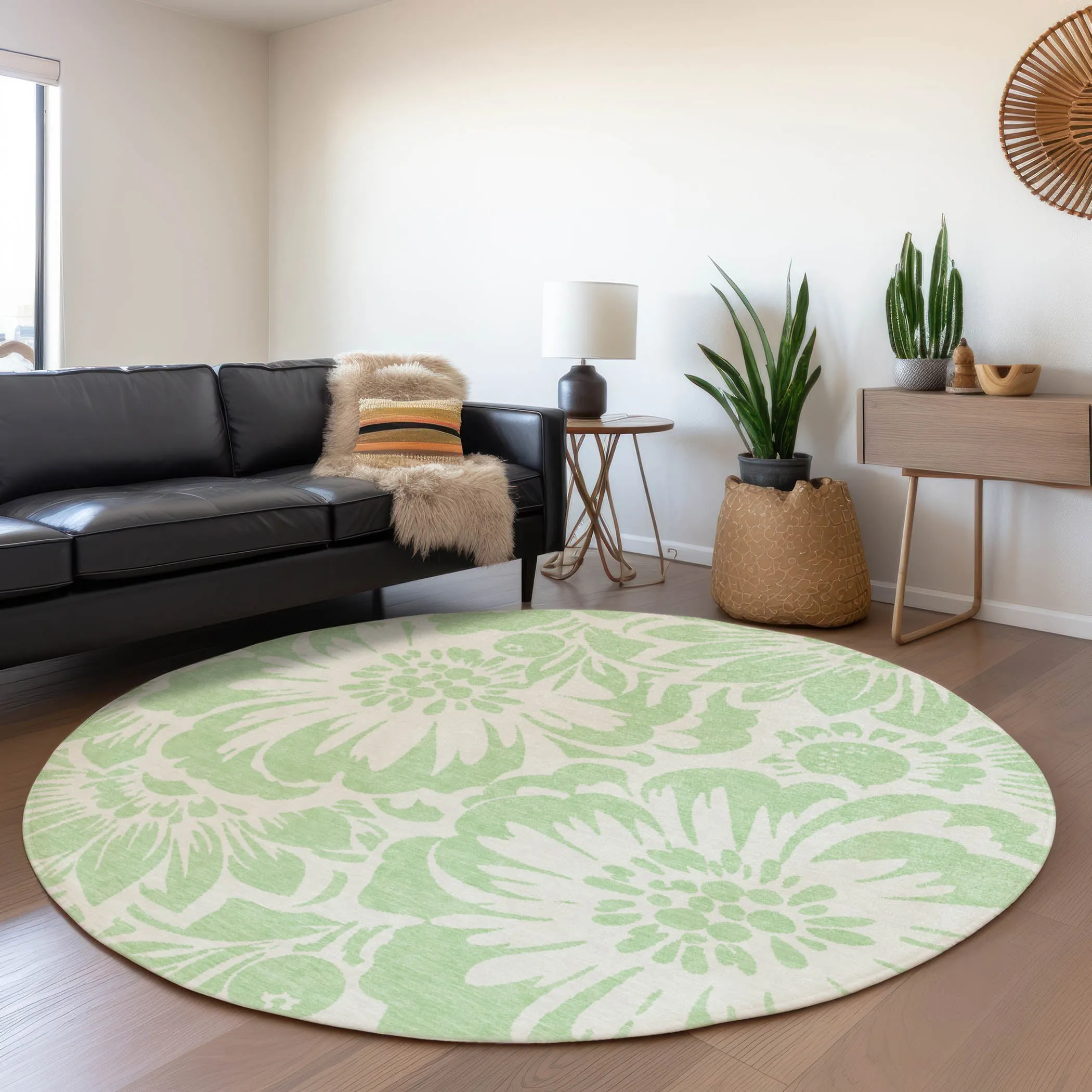 Machine Washable Indoor/ Outdoor Whimsy Floral Chantille Rug